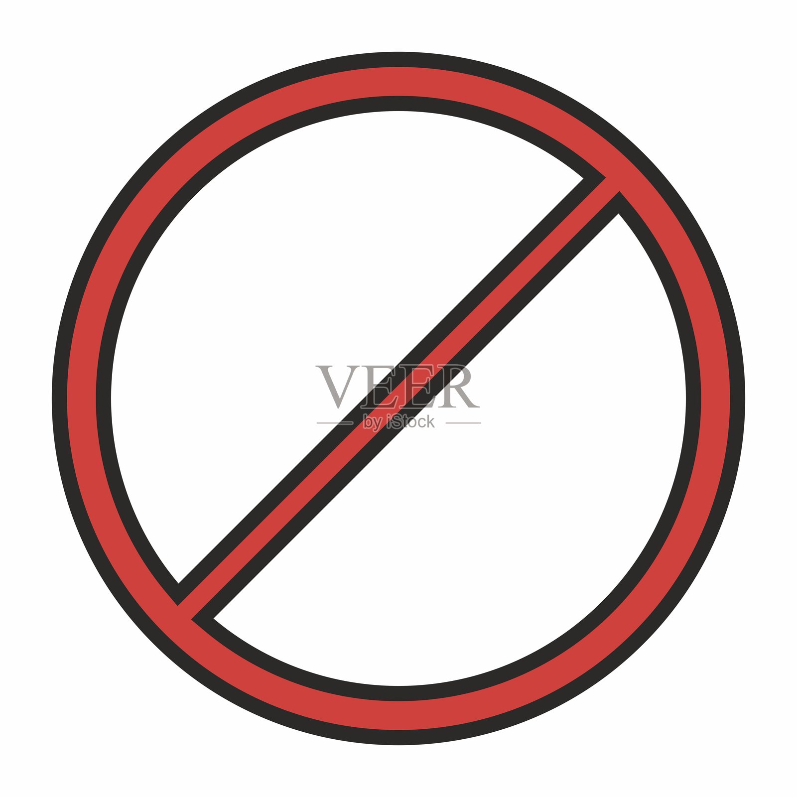 禁止标志是一个有线性轮廓的红色图标插画图片素材