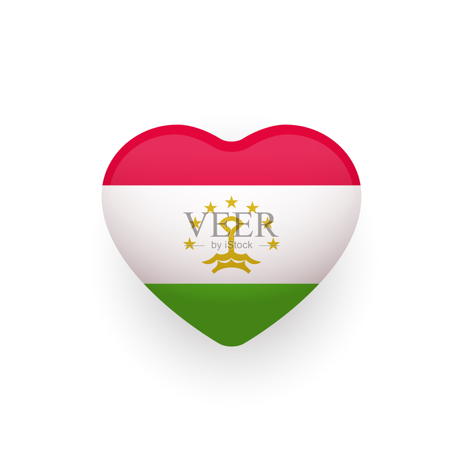 塔吉克斯坦国旗呈心形。塔吉克斯坦国旗。矢量插图。插画图片素材