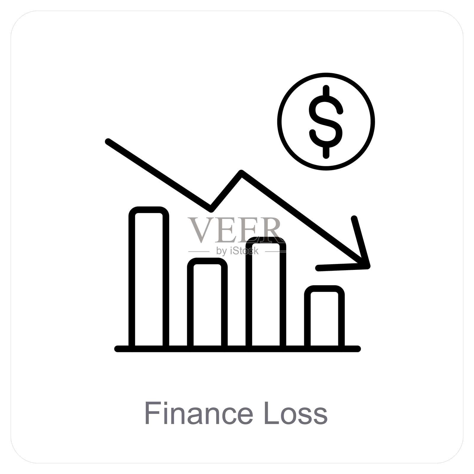 财务损失和商业损失图标概念插画图片素材