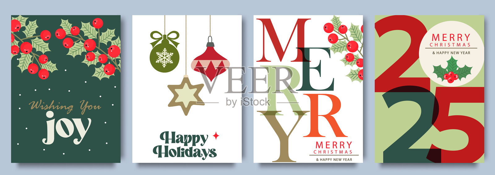 圣诞节贺卡套装插画图片素材