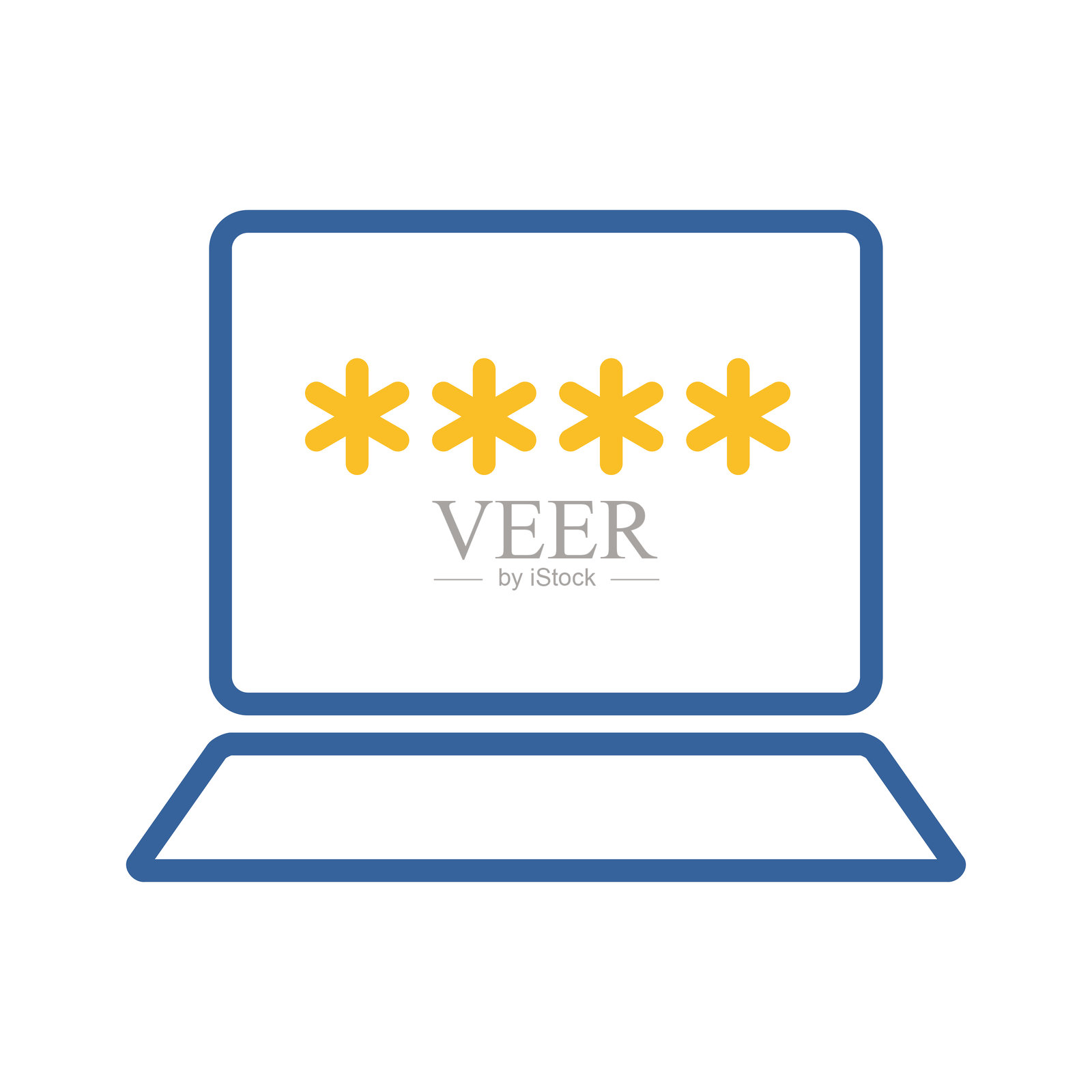 笔记本电脑密码通知和锁定图标插画图片素材