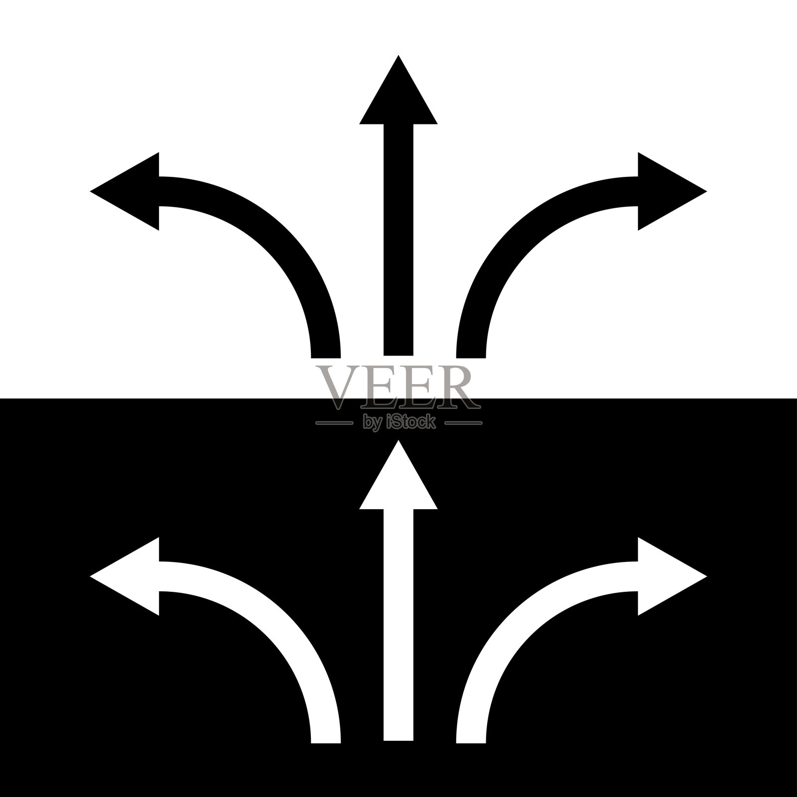 箭头图标。转弯箭头集合。运动或路径的象征。方向的指标。插画图片素材