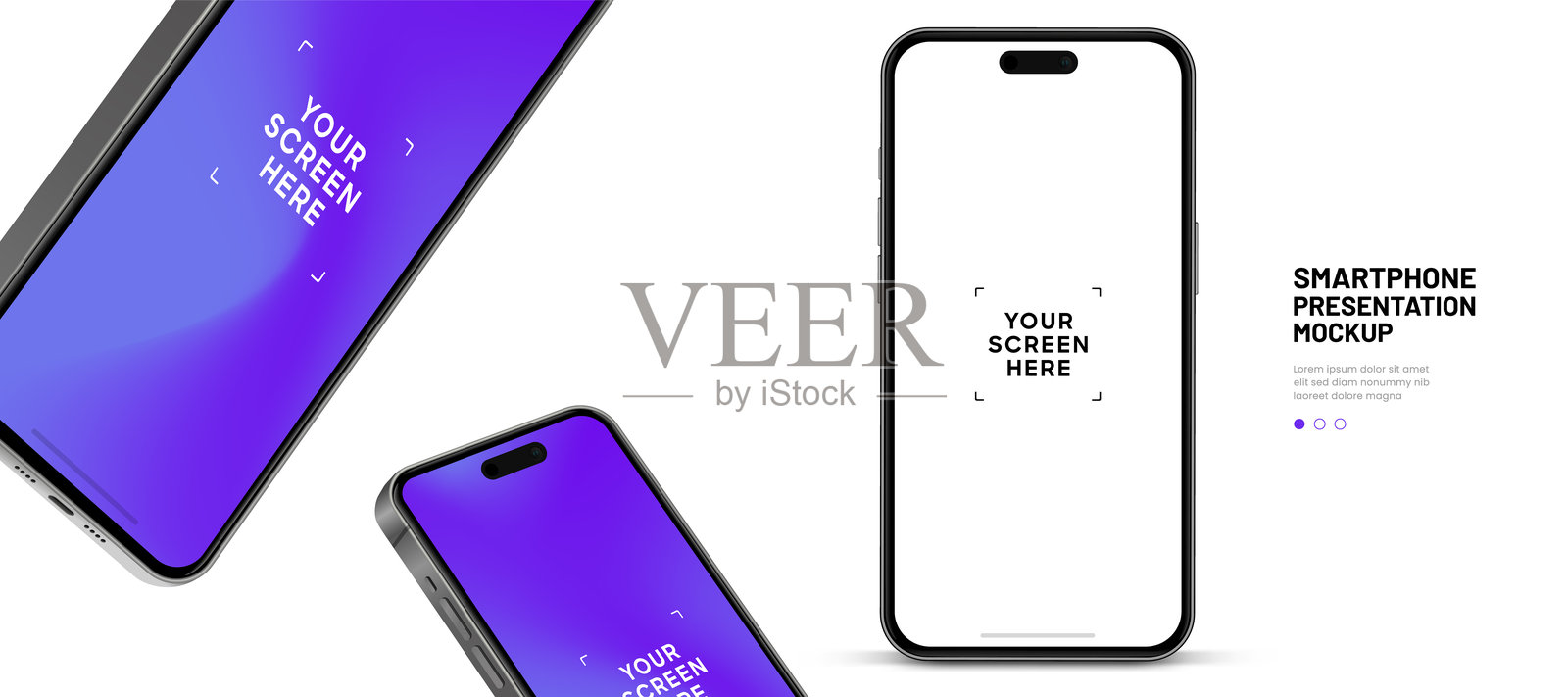 逼真的智能手机模型。手机矢量与孤立的白色背景。设备前视图。带有阴影的3D手机。逼真,高质量的智能手机模型的ui ux演示。插画图片素材