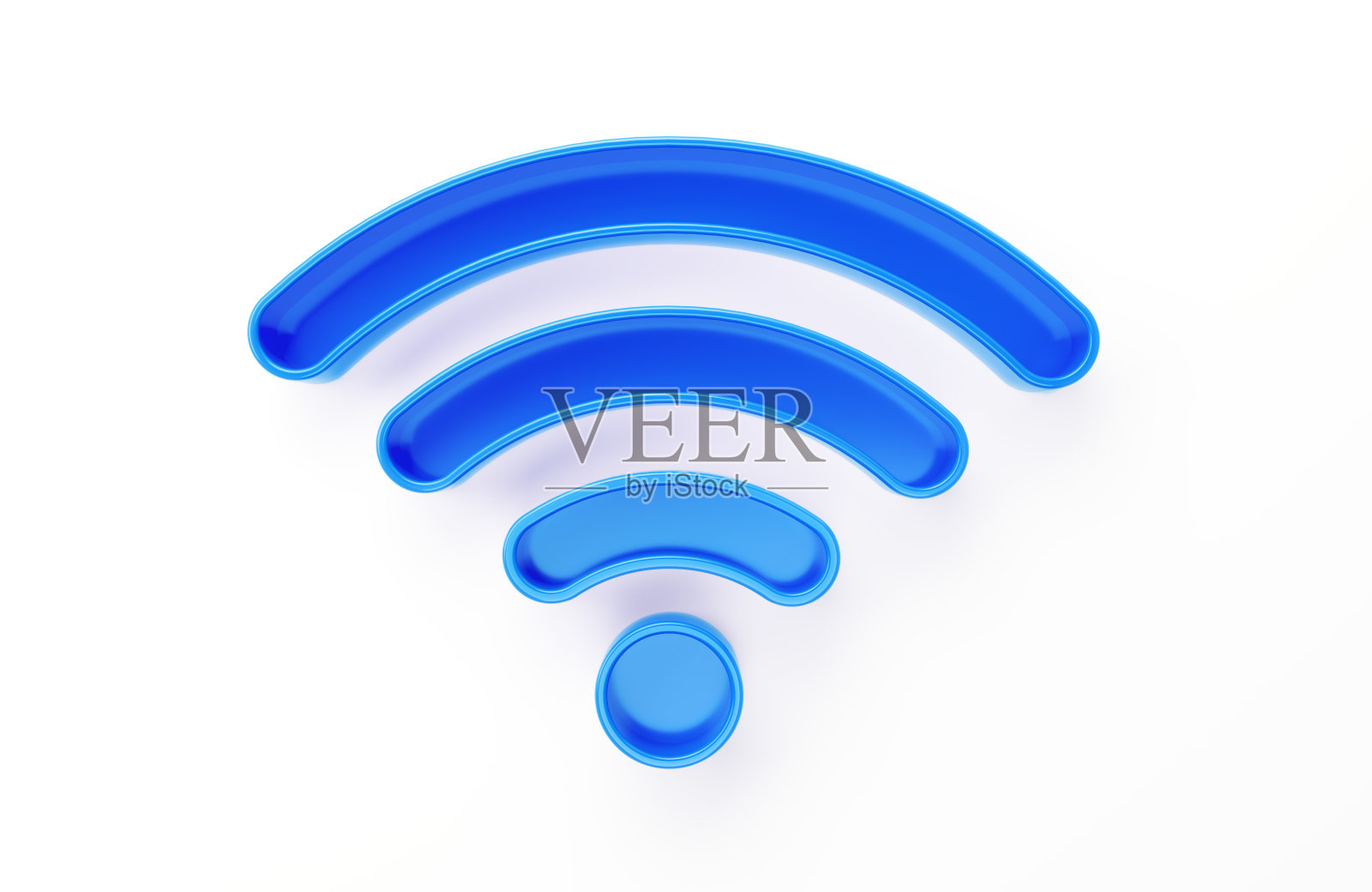 白色背景上的蓝色Wi-Fi符号照片摄影图片