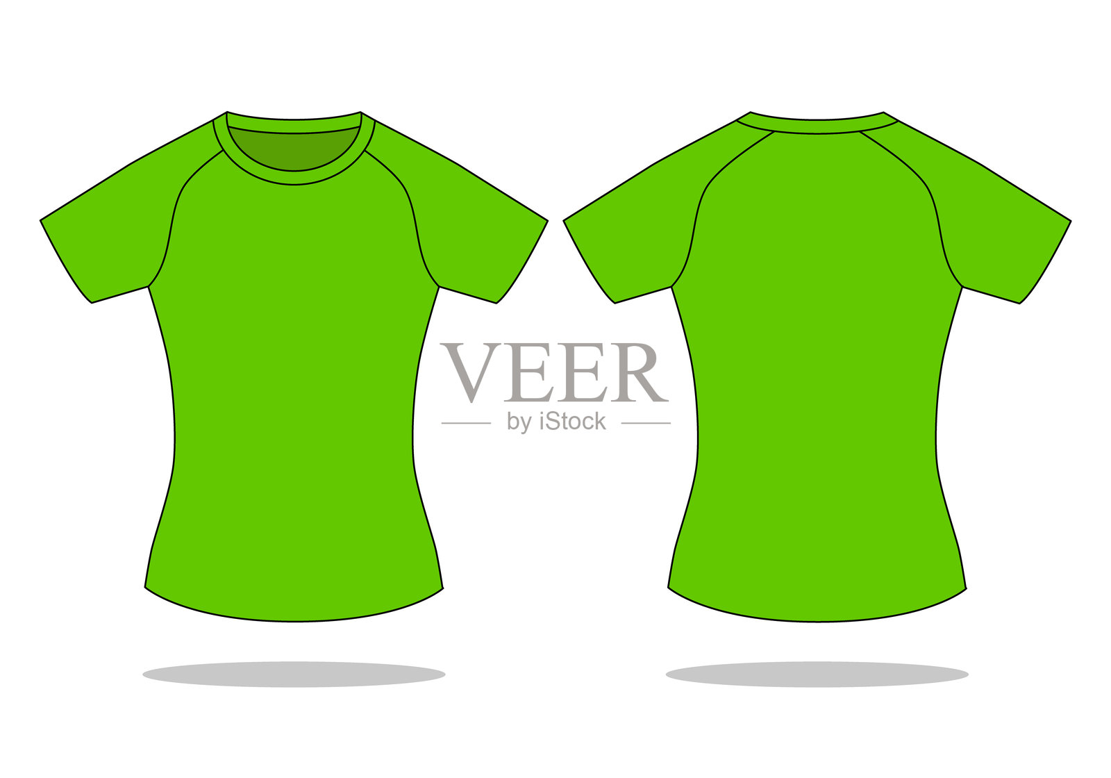 女子空白石灰套衫短袖t恤模板在白色的背景插画图片素材