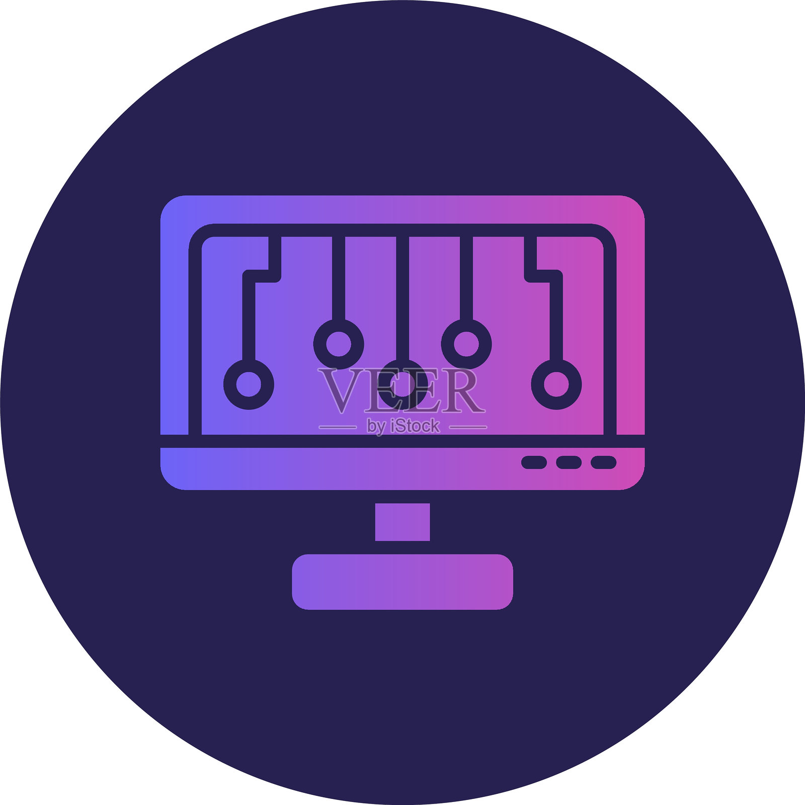 监视器字形圆圈渐变图标插画图片素材