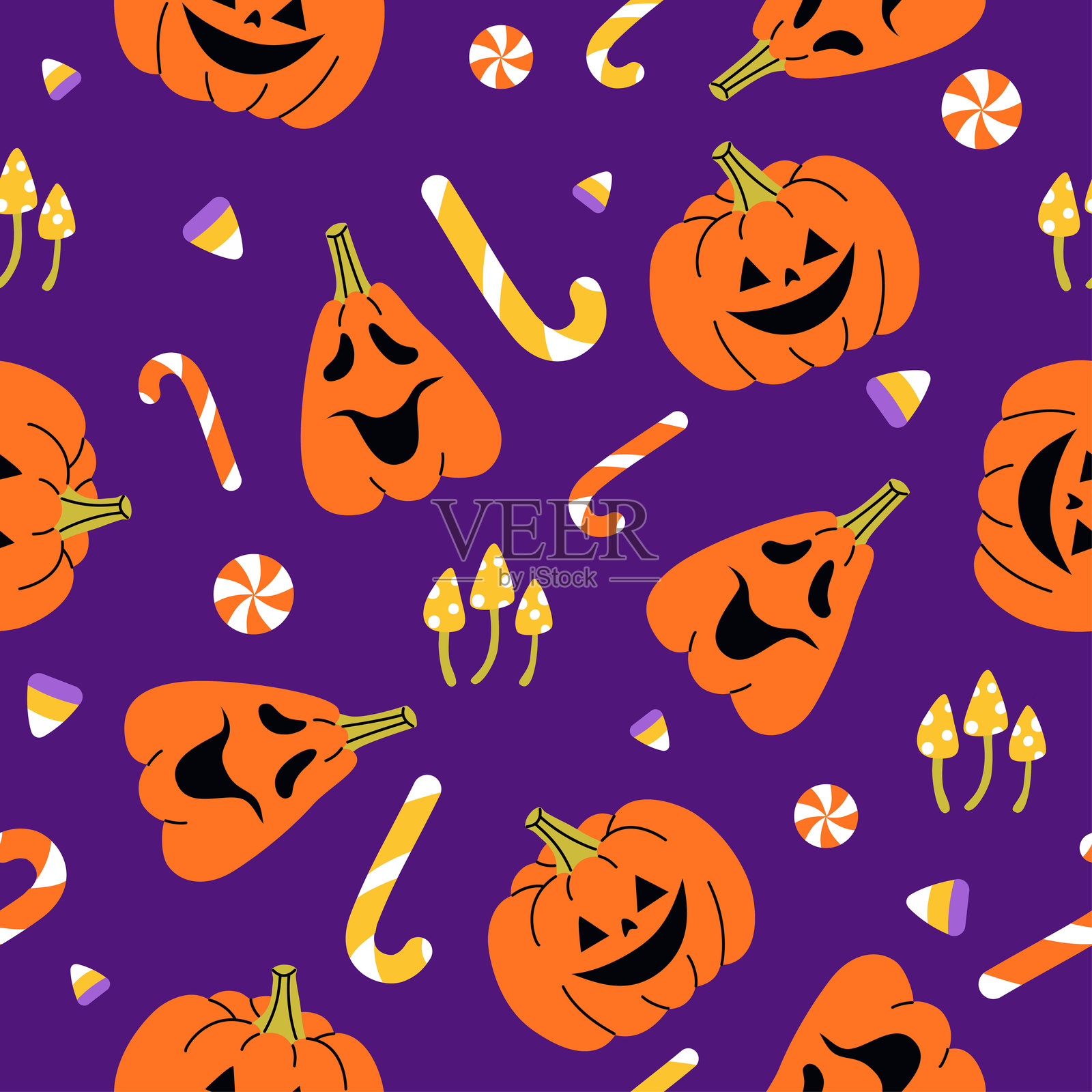 杰克灯笼无缝图案插画图片素材