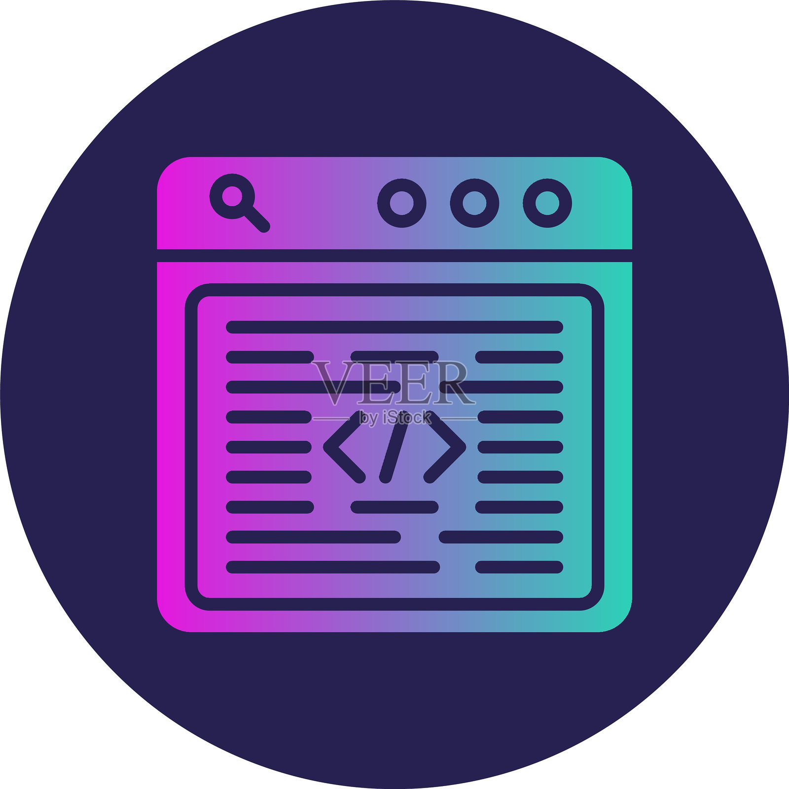 编程语言字形圆圈渐变图标插画图片素材