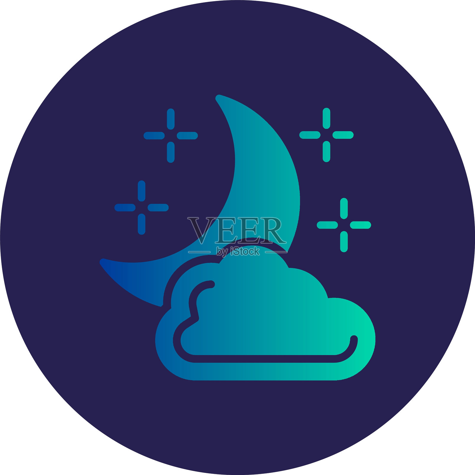 半月字形圆圈渐变图标插画图片素材