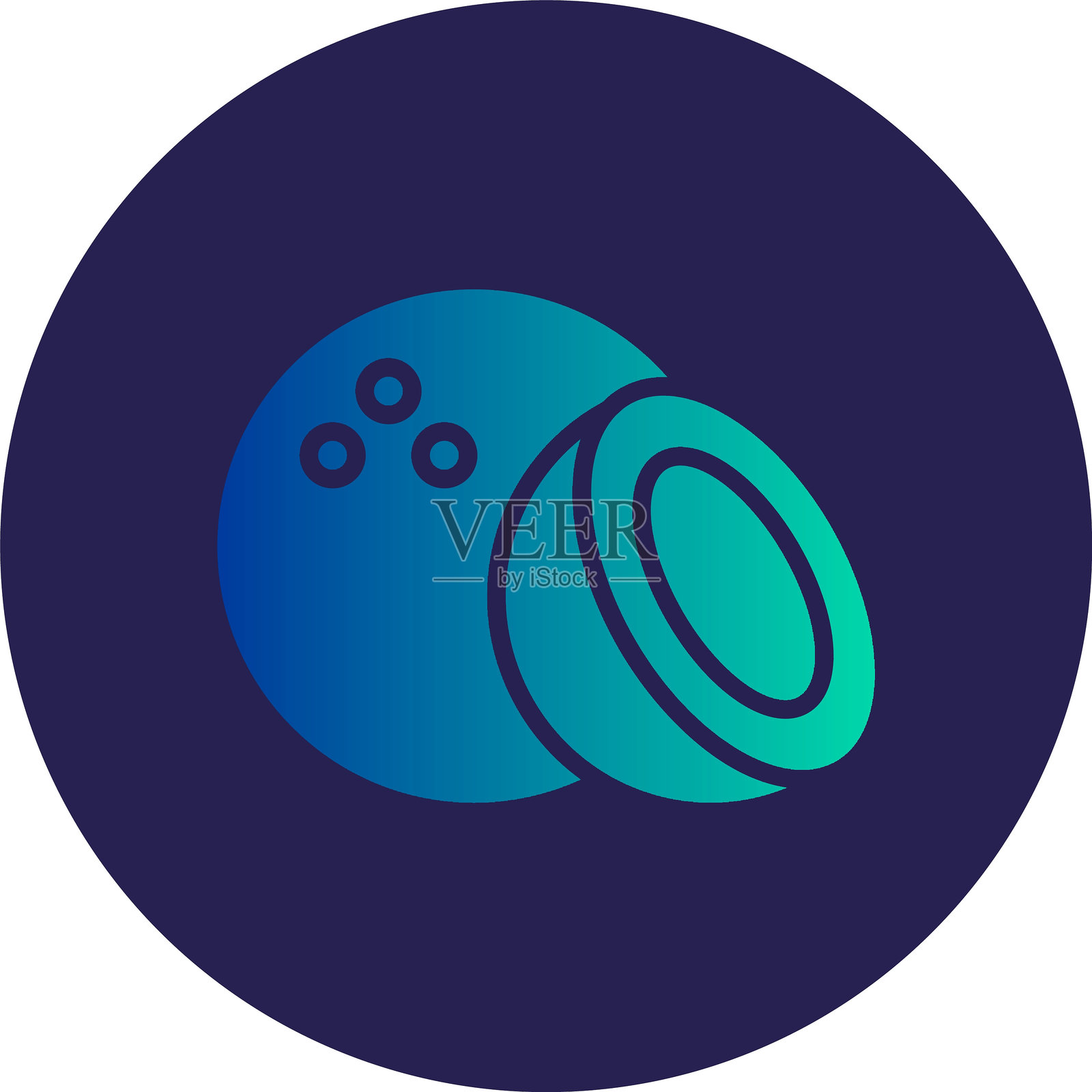 椰子字形圆圈渐变图标插画图片素材