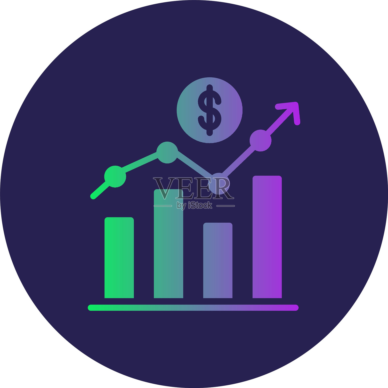 经济字形圆圈渐变图标插画图片素材