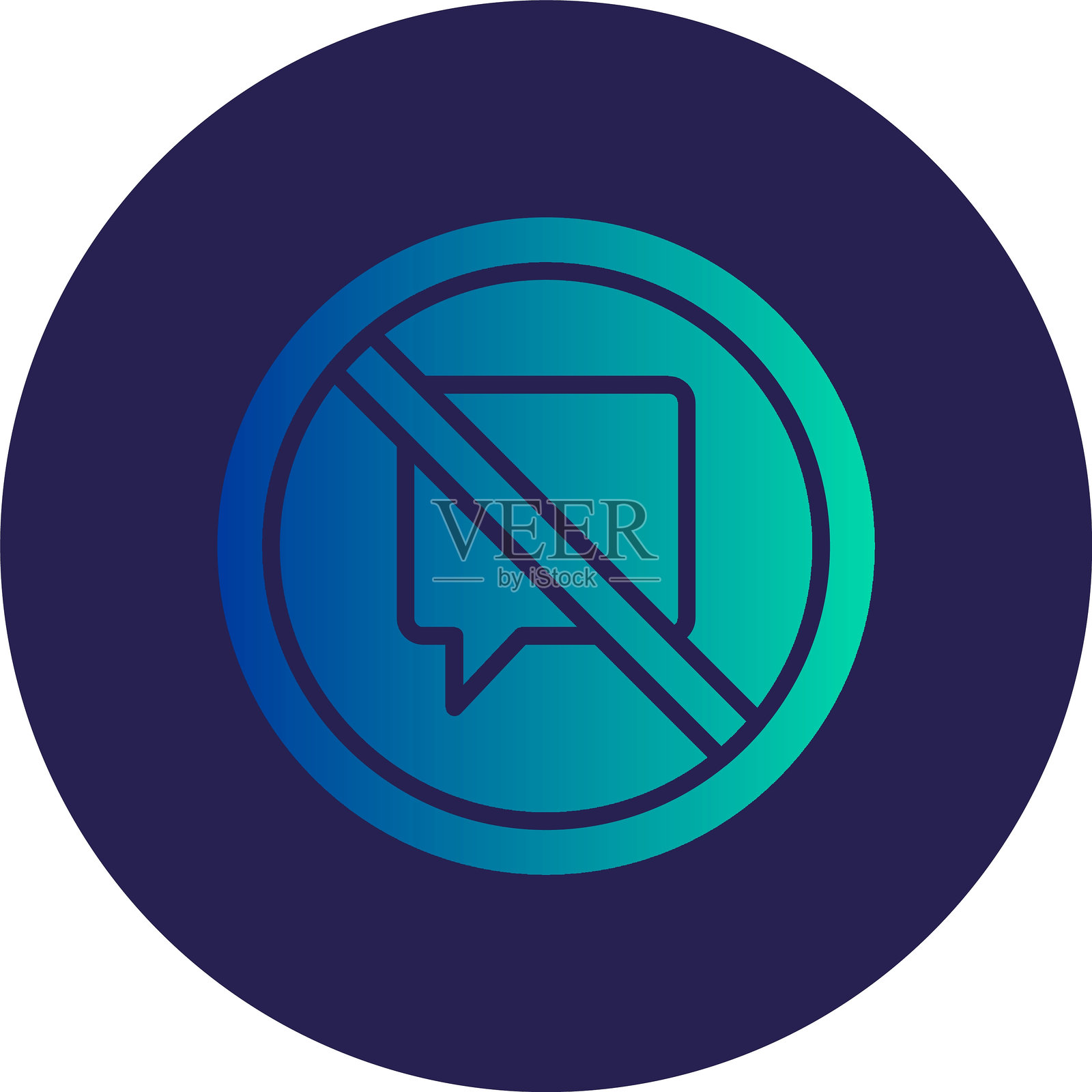 没有说话字形圆圈渐变图标插画图片素材