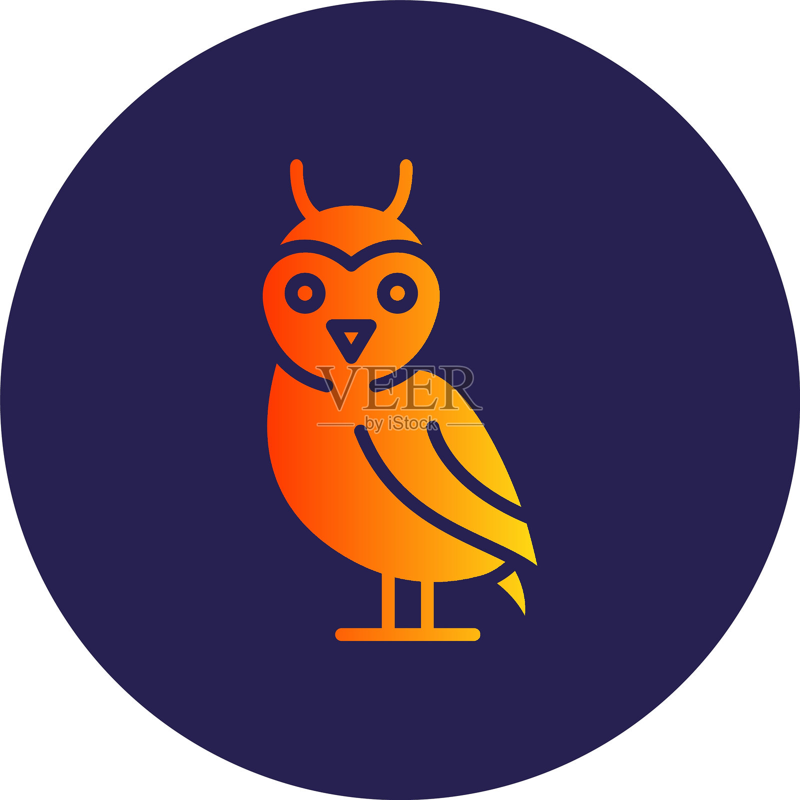 猫头鹰字形圆圈渐变图标插画图片素材