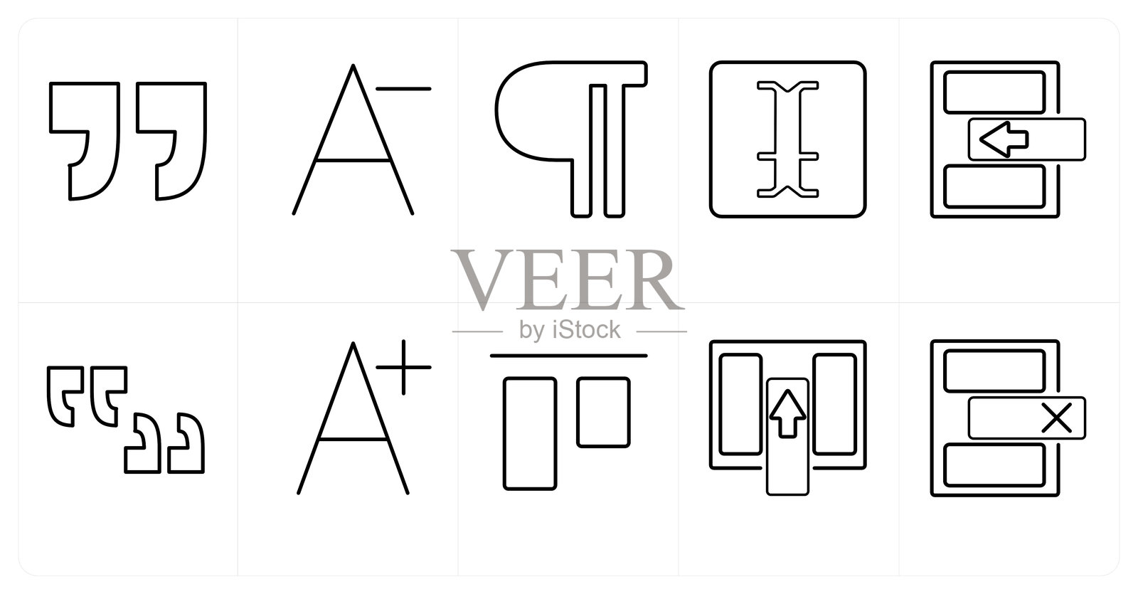 一组10个编辑工具图标,如对称缩放,对称插画图片素材