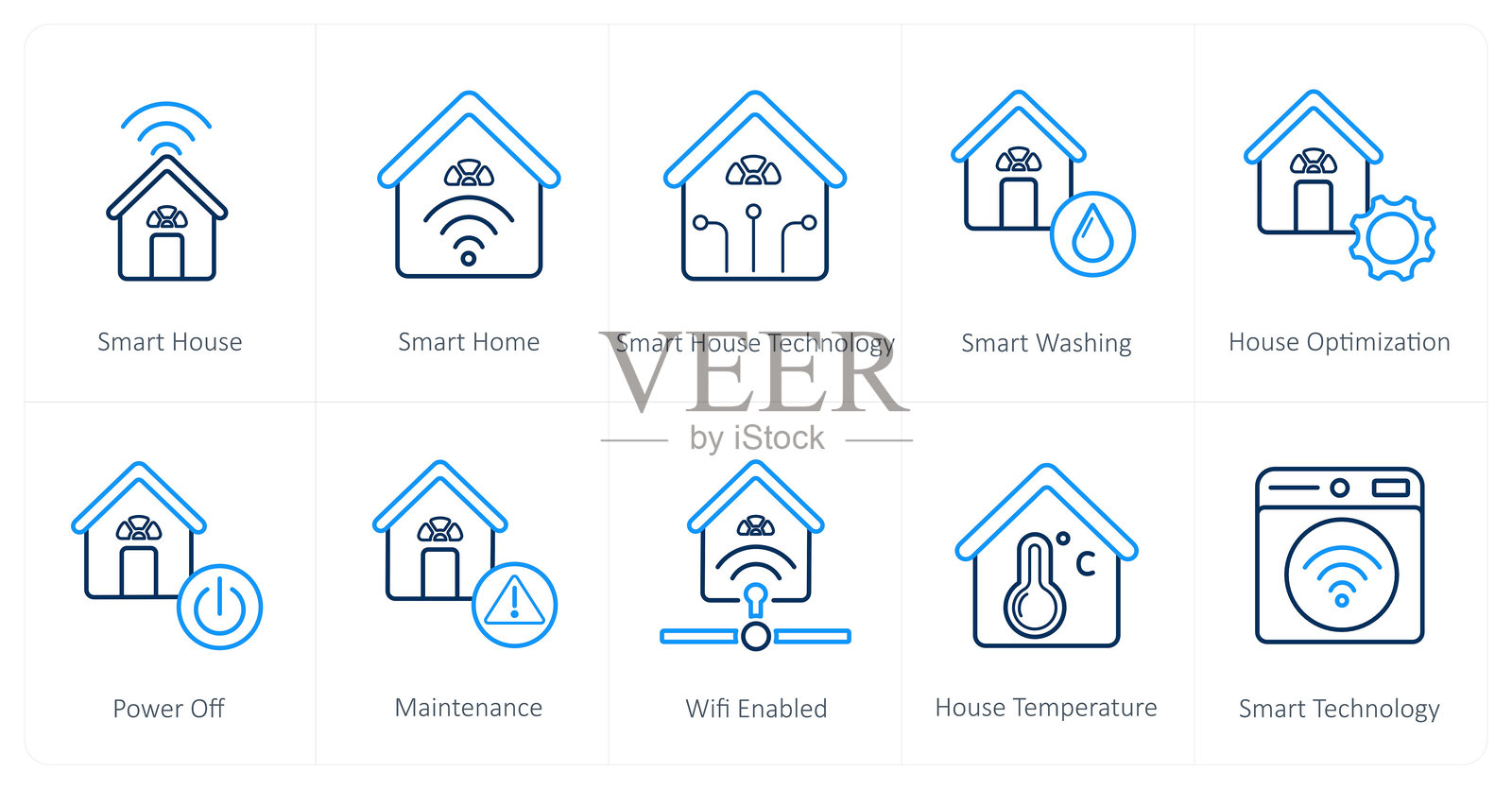 一套10个智能家居图标作为智能家居、智能家居、智能家居技术插画图片素材
