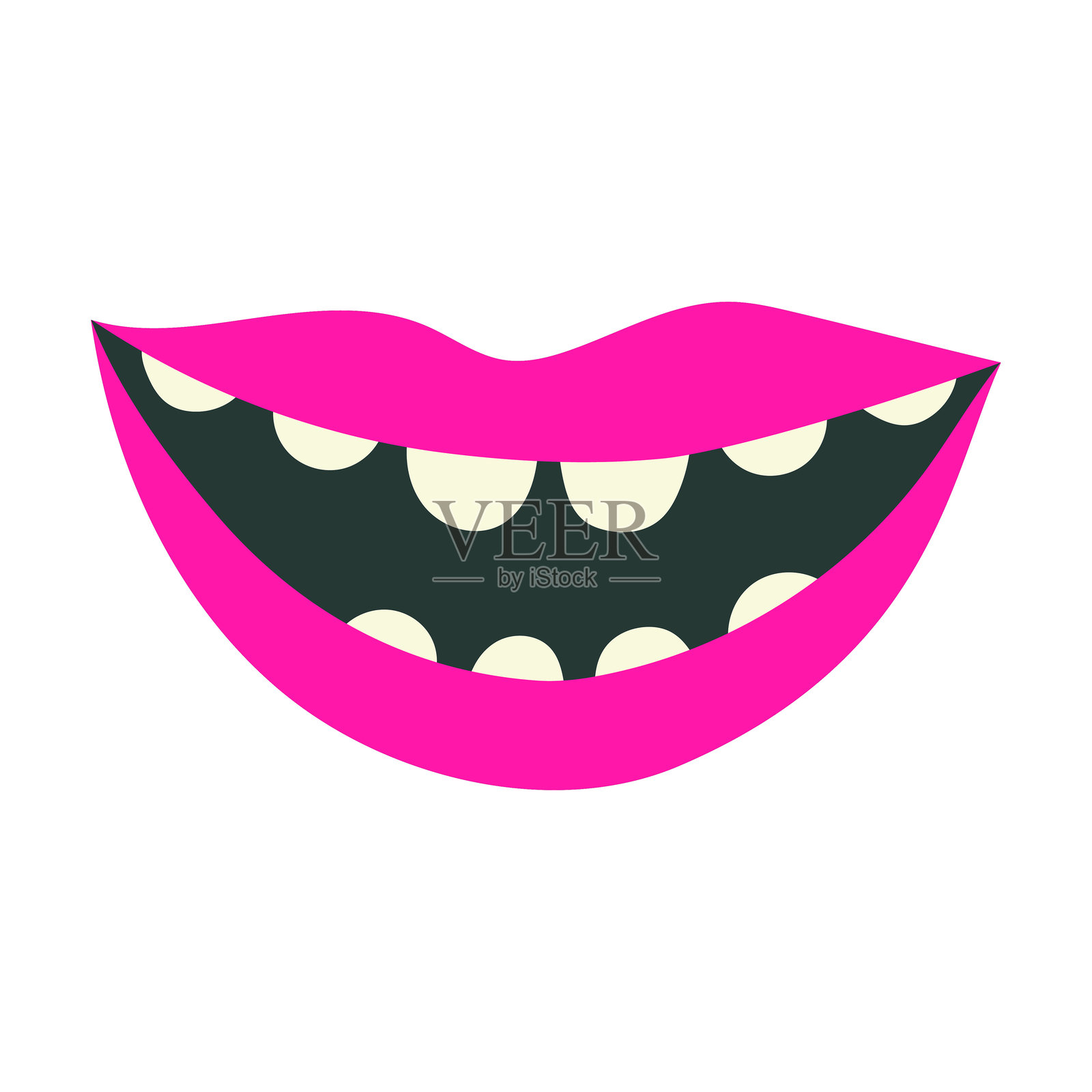 嘴角开朗,笑容灿烂。张开嘴唇和牙齿。有趣的孤立矢量插图为您的设计插画图片素材