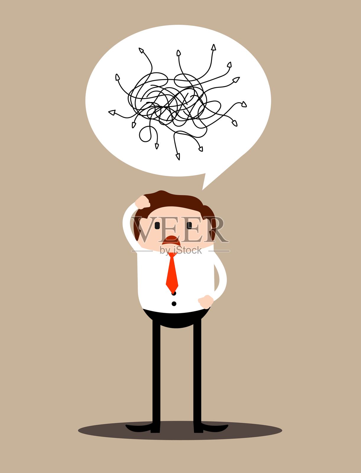 困惑的商人找不到解决办法插画图片素材