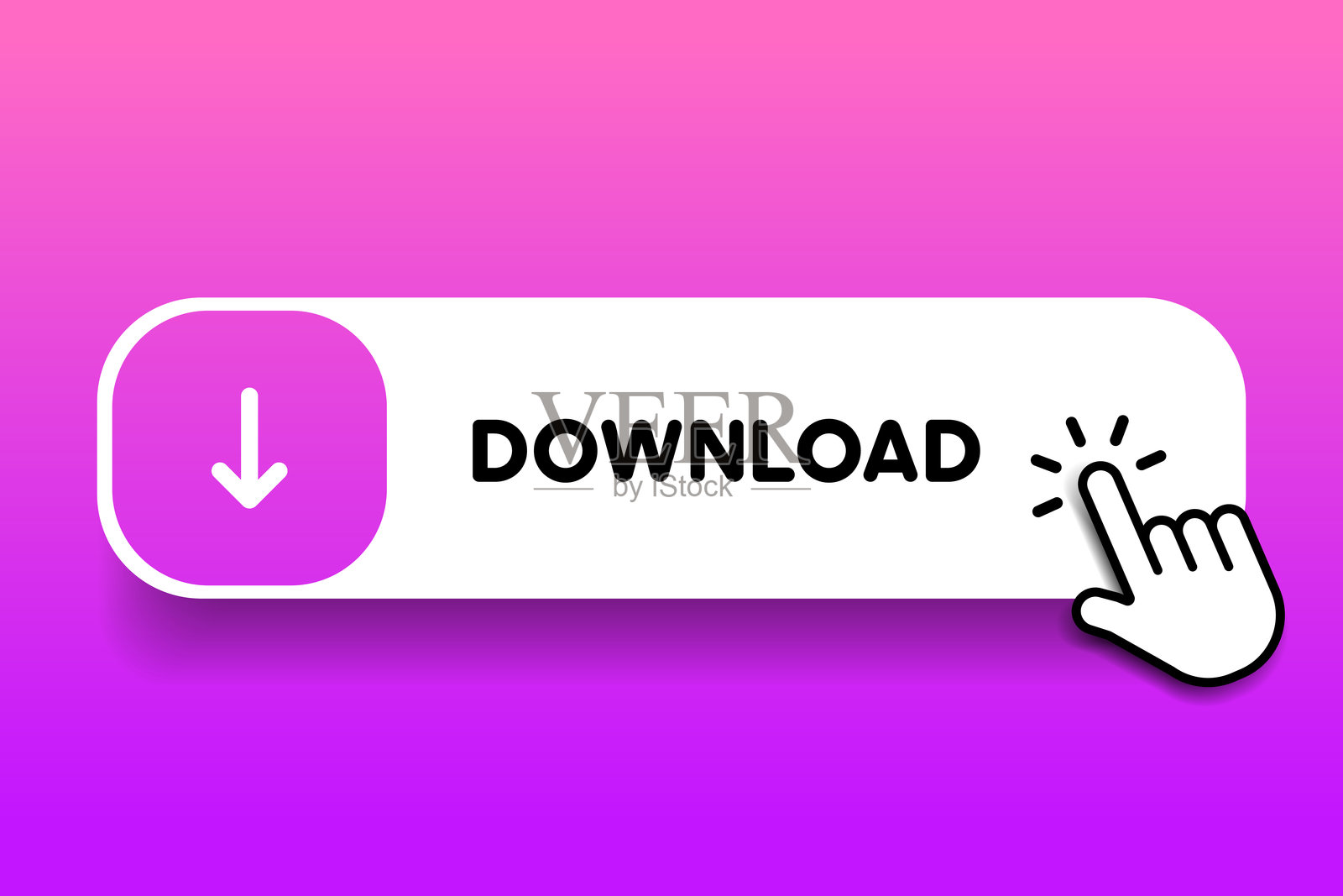 3D下载按钮图标。上传图标。向下箭头底部侧面符号。点击这里按钮。保存云图标按钮的UI UX,网站,移动应用程序。插画图片素材