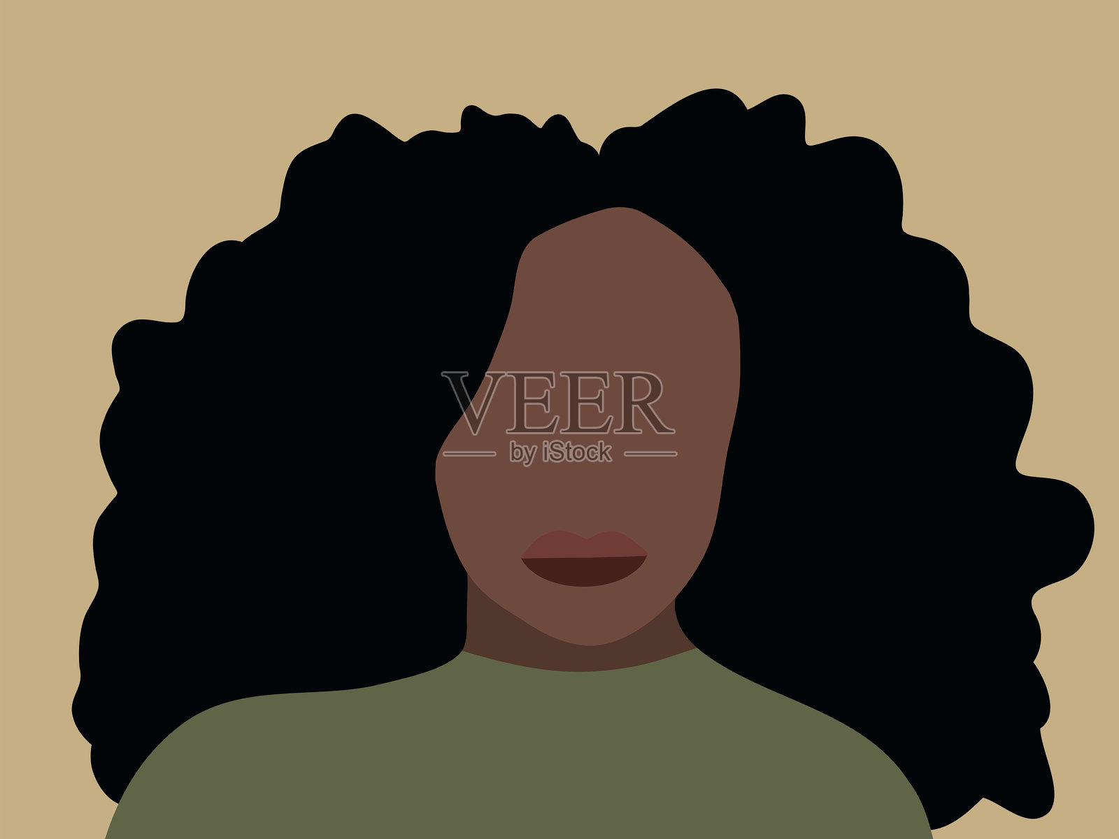 黑发女孩插画图片素材