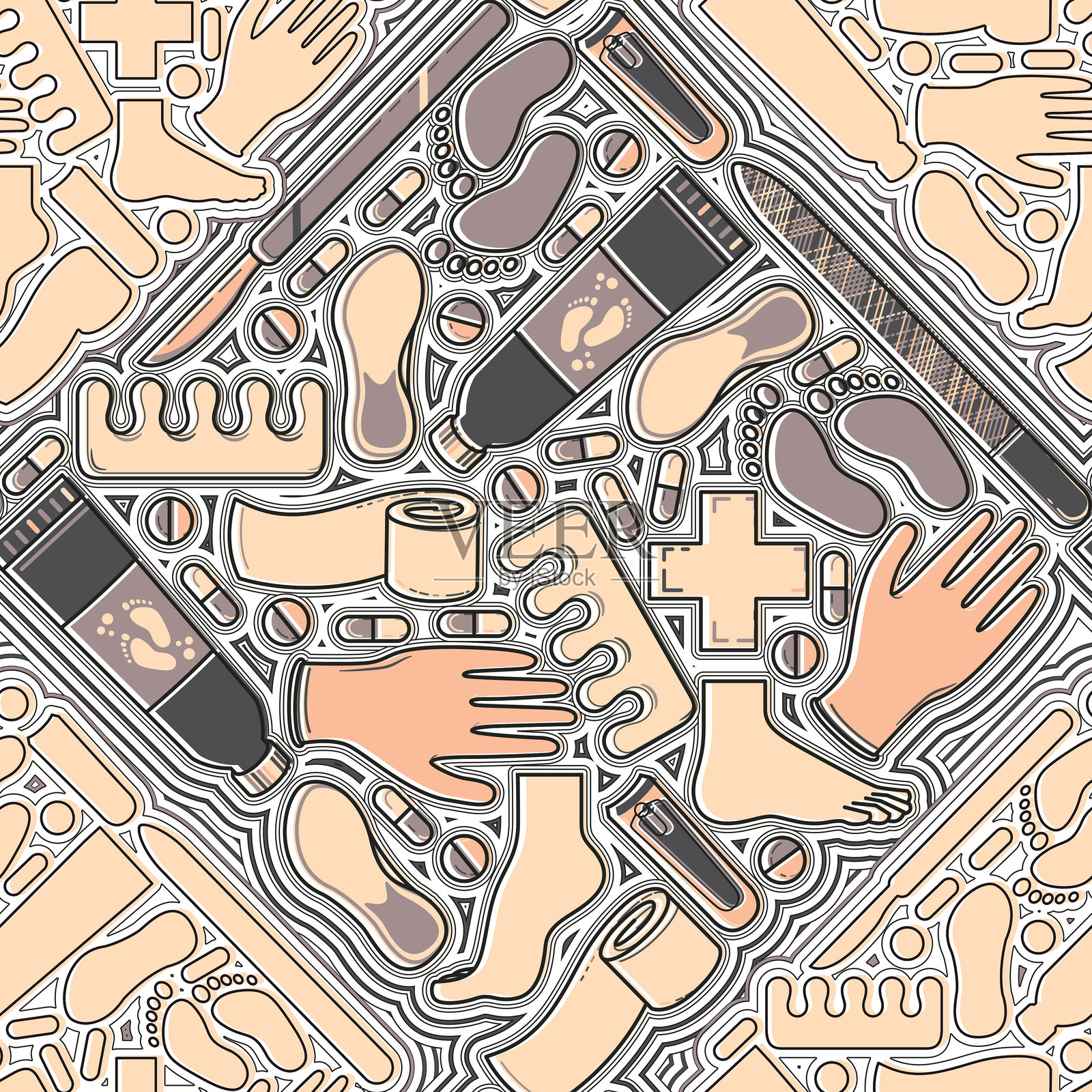 寻底无穷足线艺术插画作为重复图案设计插画图片素材