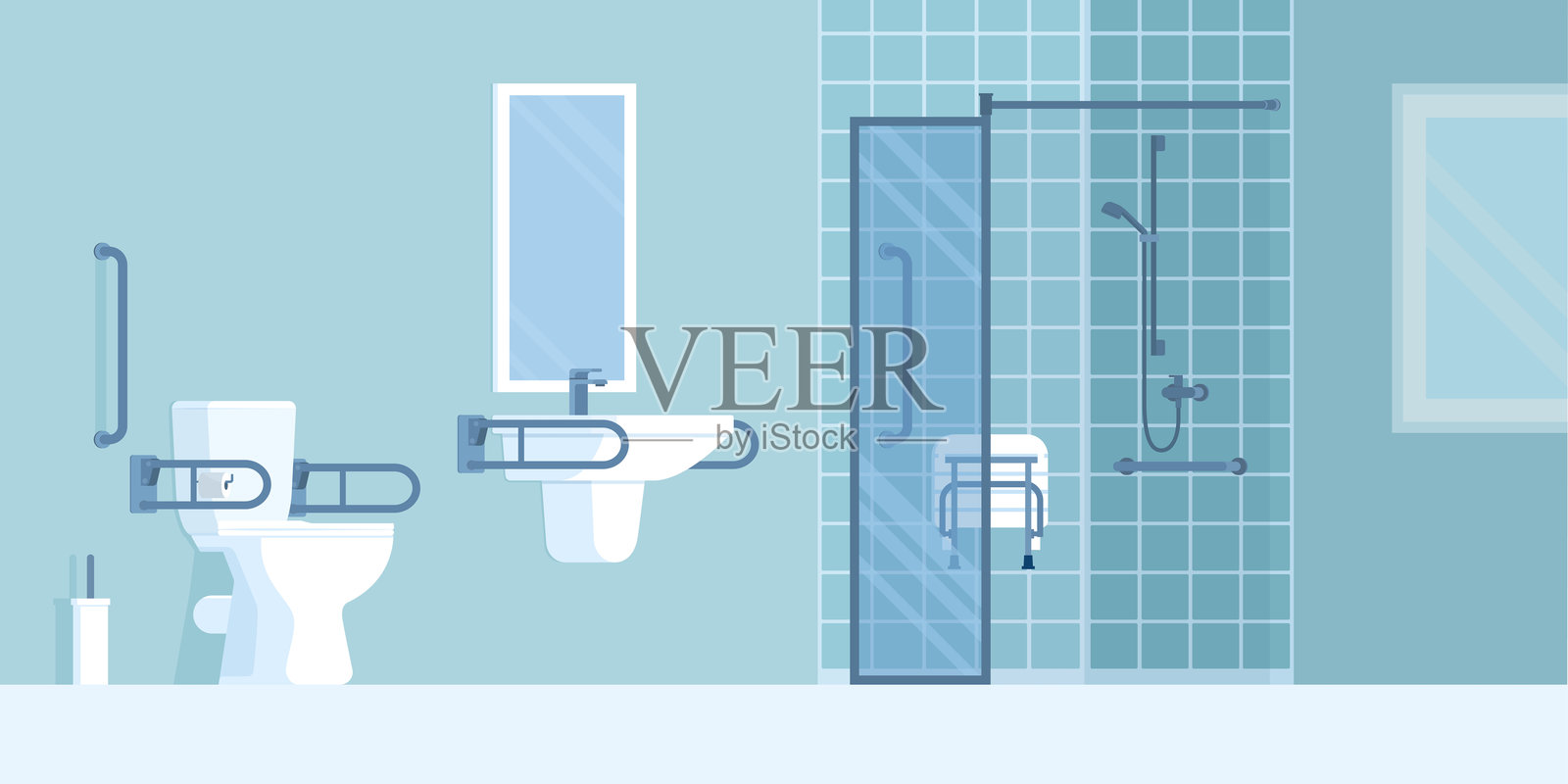 残疾人专用卫生间插画图片素材