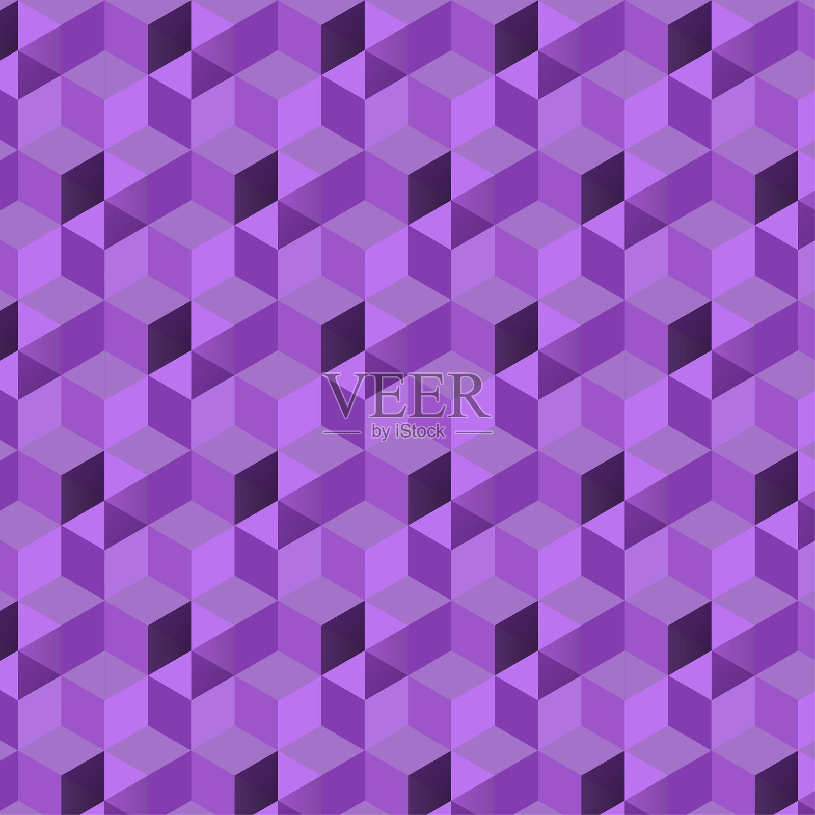 由重叠的立方体形成的紫色等距图案。插画图片素材