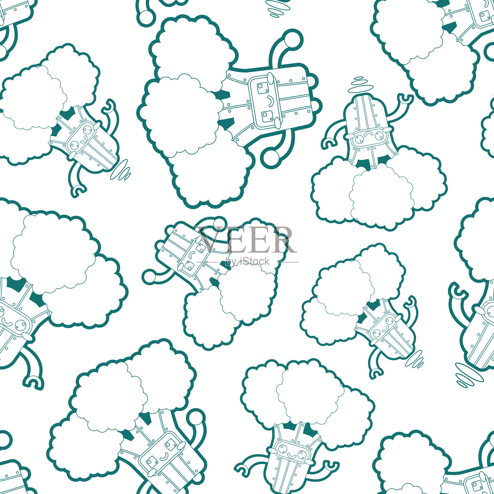 西兰花主题无缝表面图案设计插画图片素材