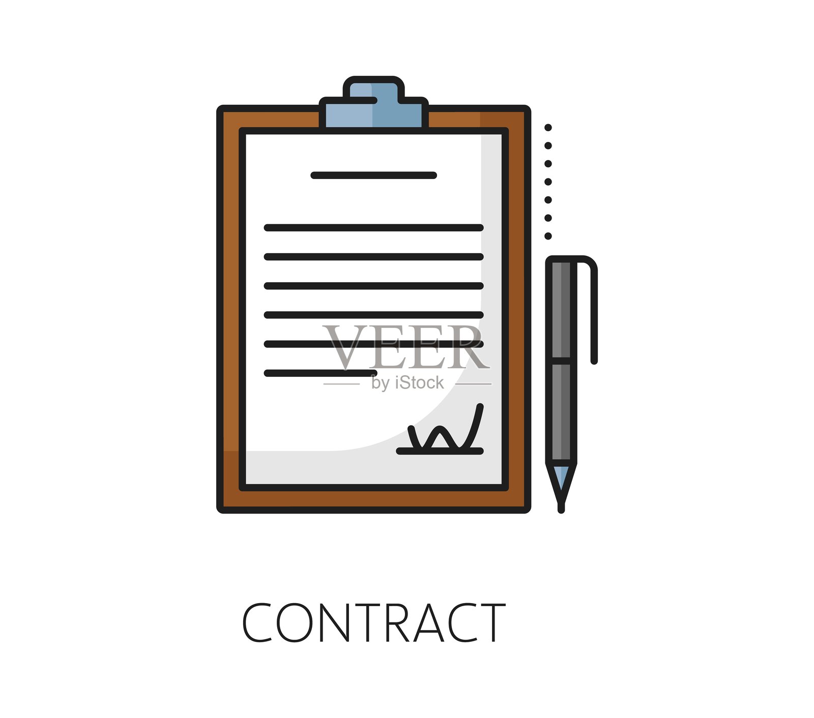 招聘合同,求职彩色线图标插画图片素材