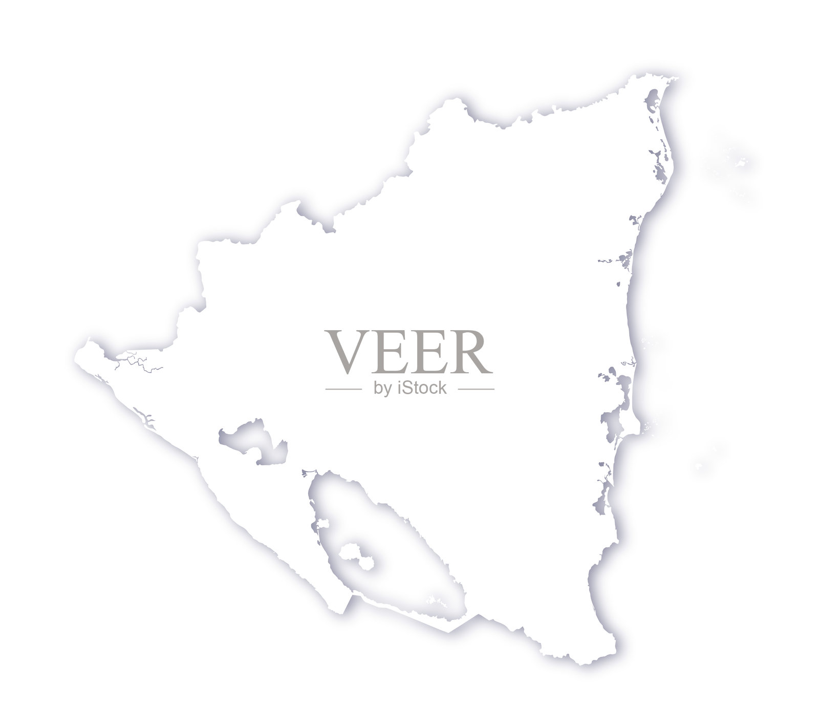 尼加拉瓜,中美洲国家地图与软投影矢量地图插画图片素材