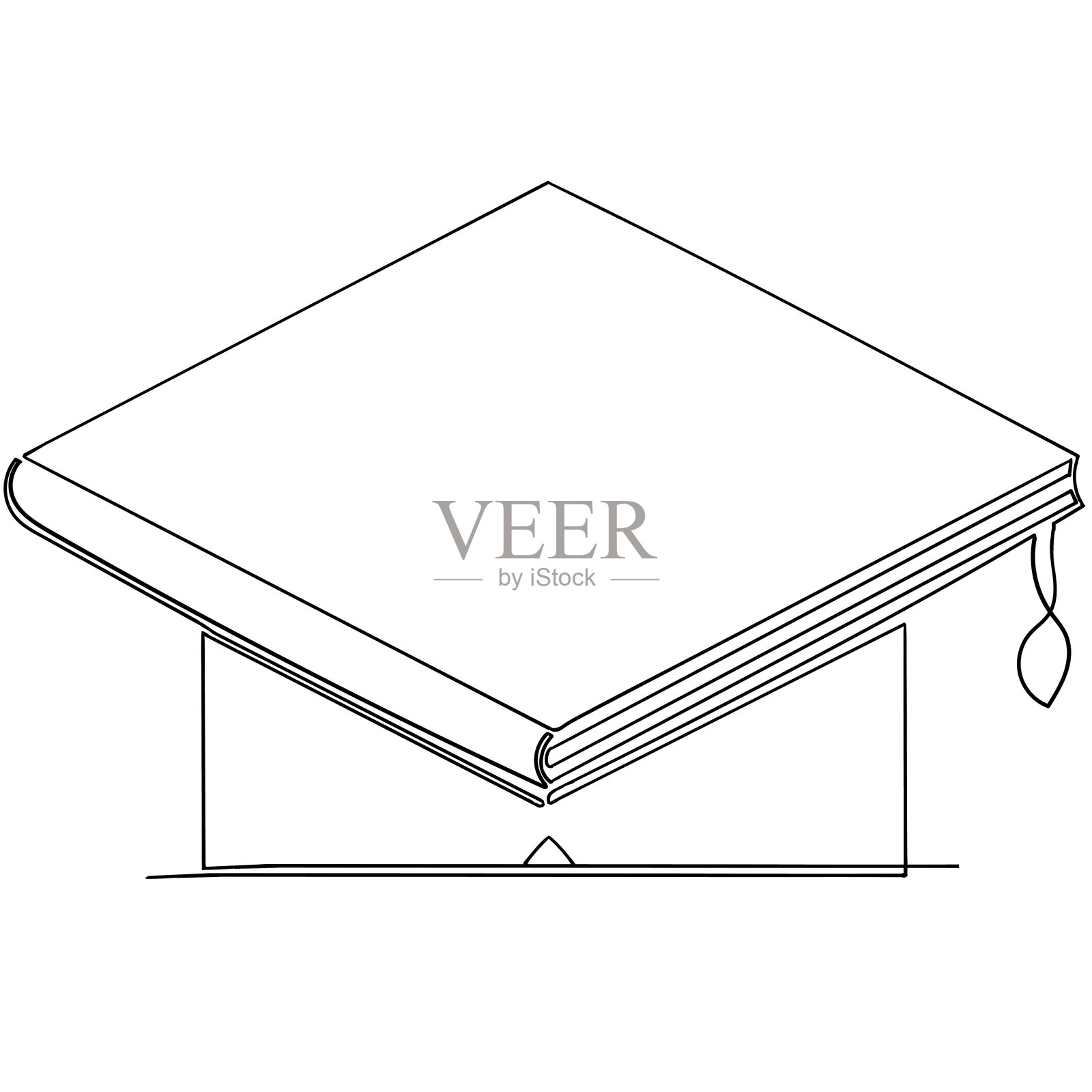 连续线条绘制学生和书籍图标插画图片素材