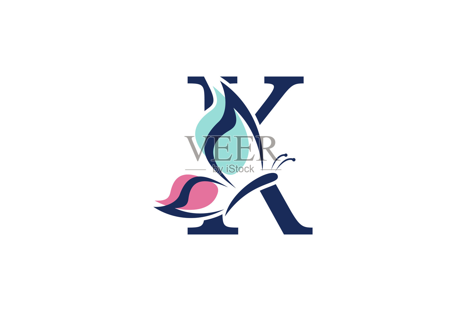 字母k标志设计与蝴蝶插图标志的概念插画图片素材