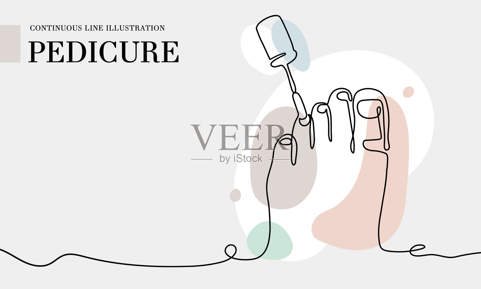 足疗连续线条绘制与彩色形状插画图片素材