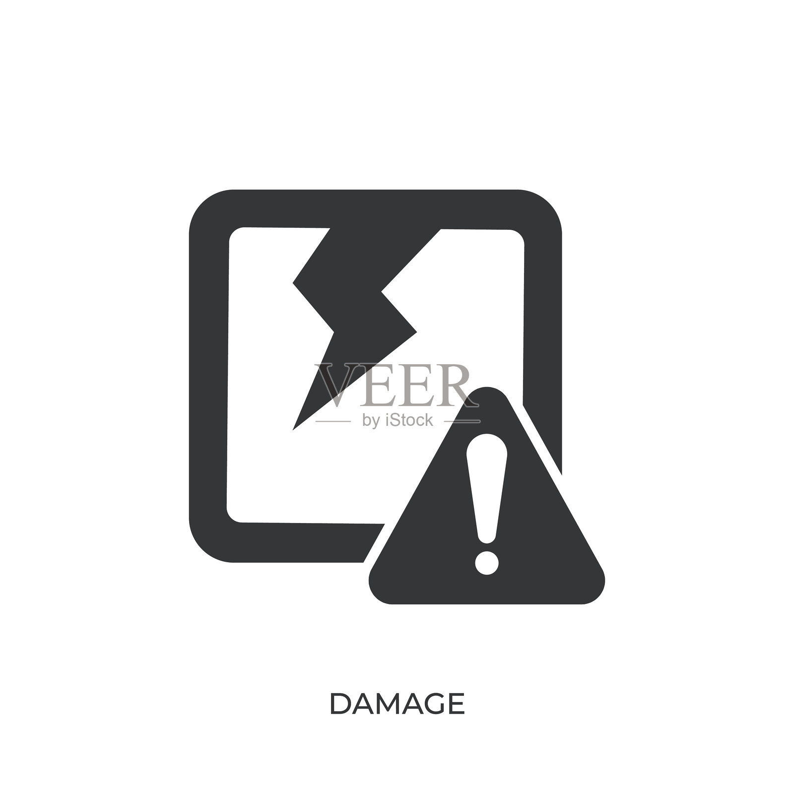 伤害字形实体图标。固体图标,可以应用在任何地方,简单,像素完美和现代风格插画图片素材