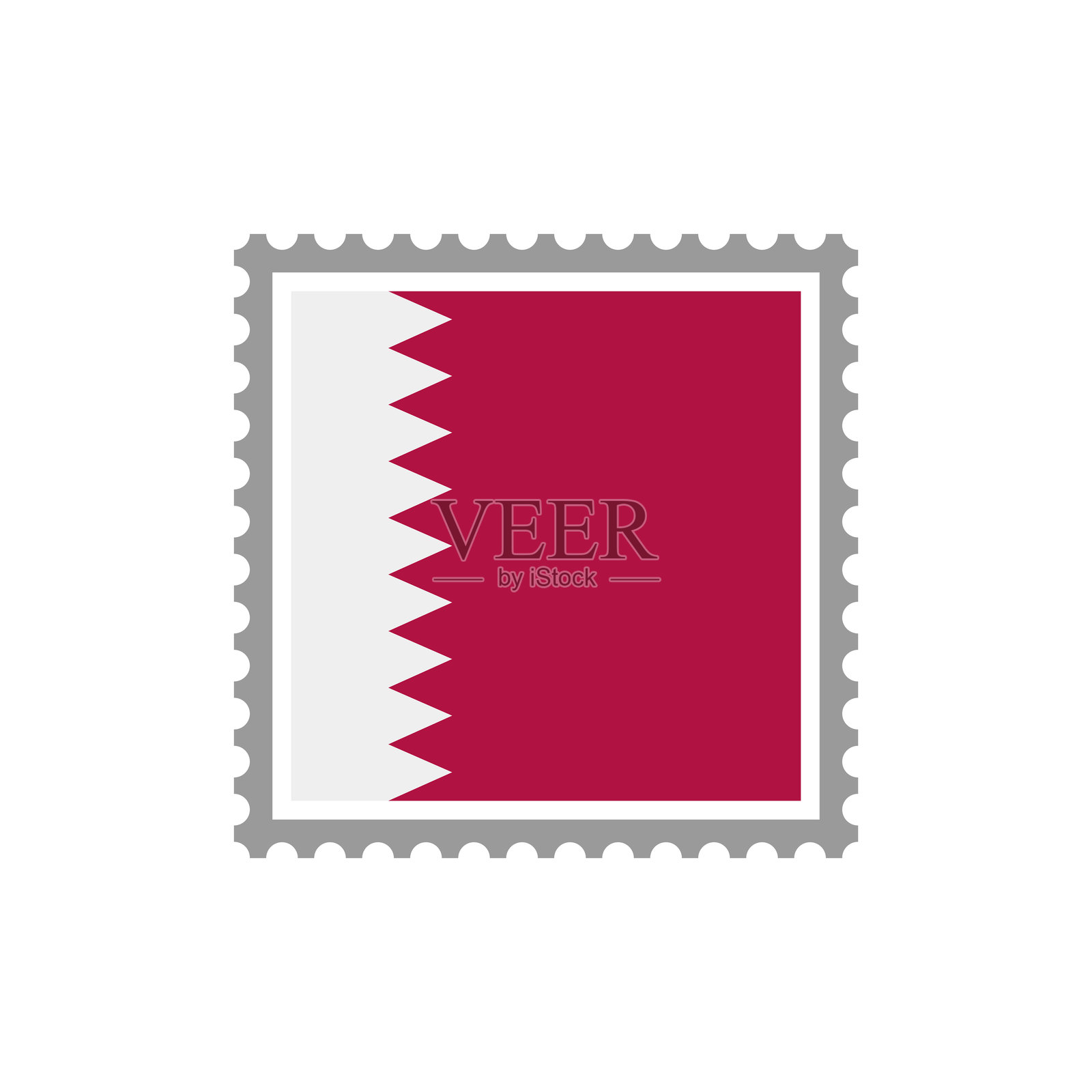 卡塔尔-国旗邮票平面图标。插画图片素材