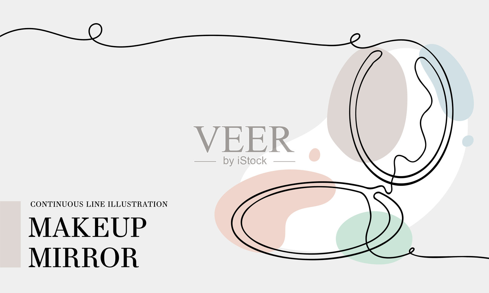 化妆镜连续线条绘制彩色形状插画图片素材