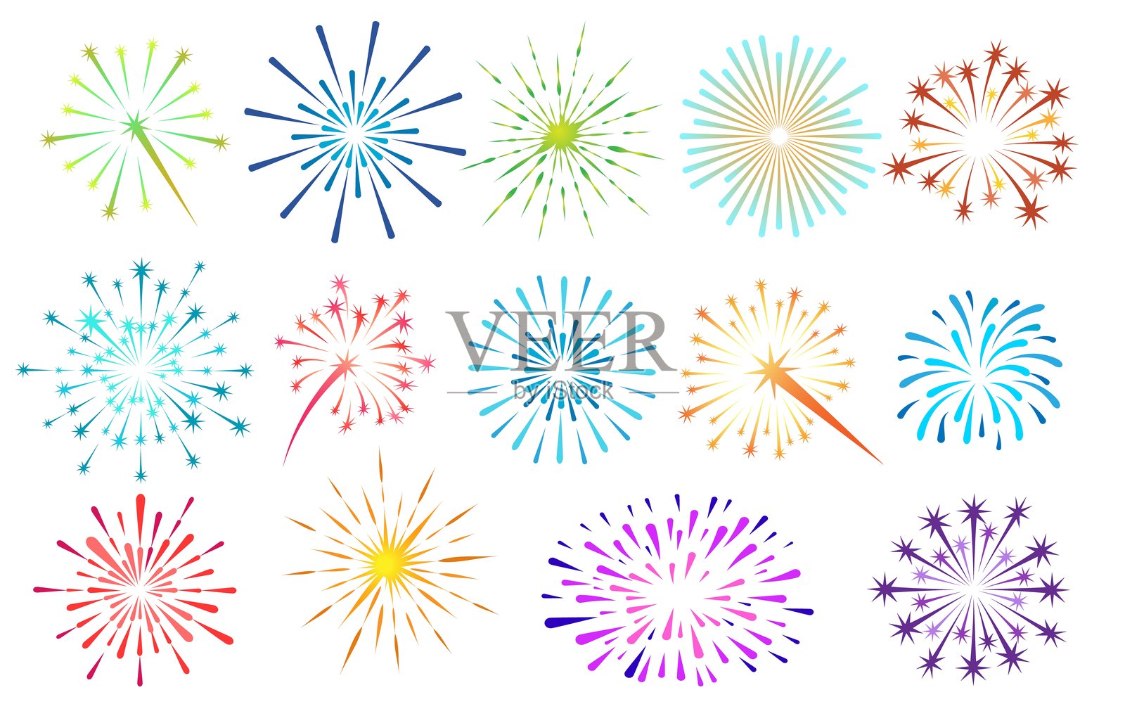 卡通烟花套装插画图片素材