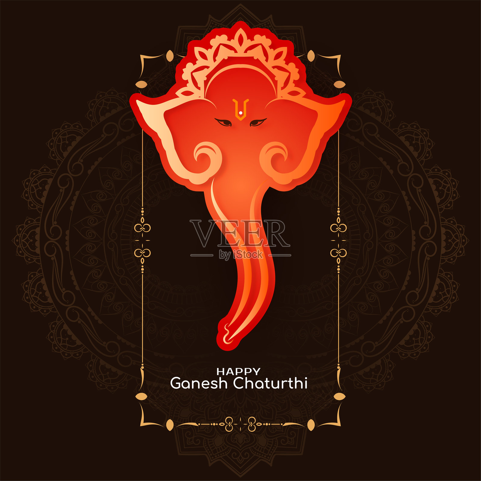 现代快乐Ganesh Chaturthi印度文化节背景插画图片素材