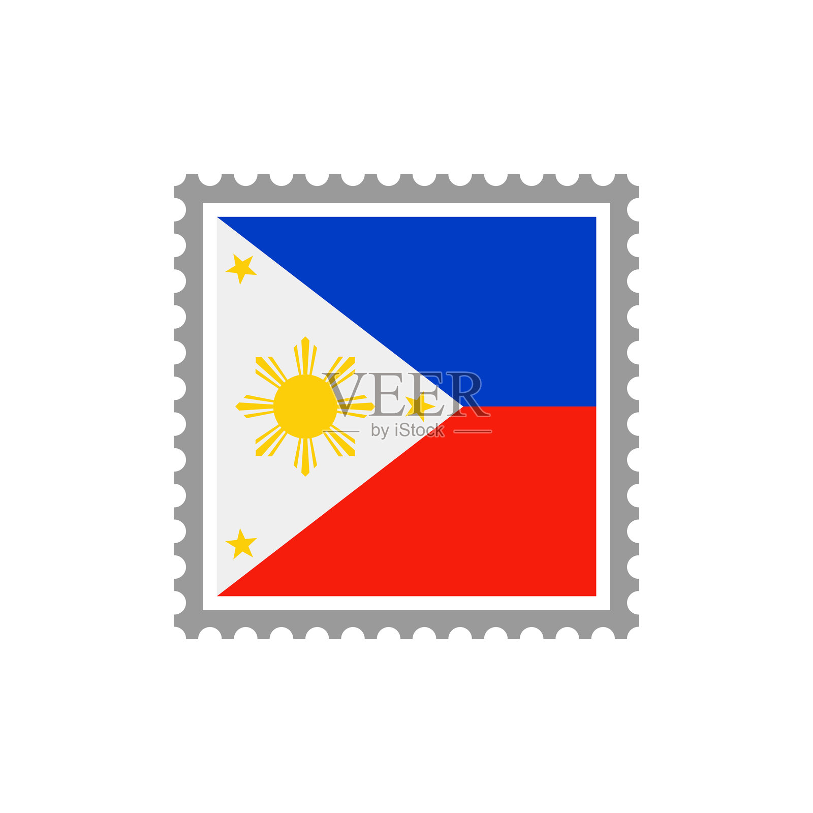 菲律宾-国旗邮票扁平图标。插画图片素材