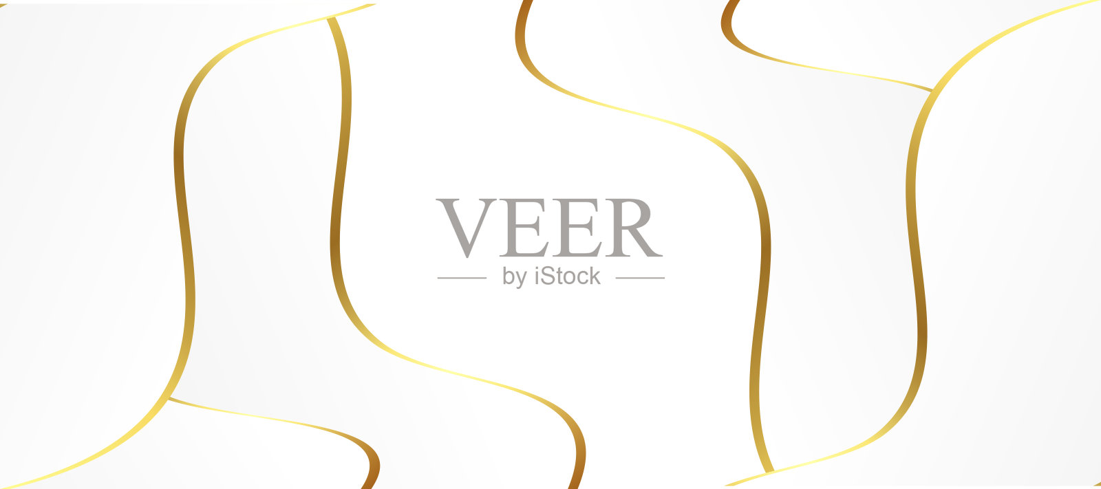极简风格的白色横幅与金色波浪条纹插画图片素材