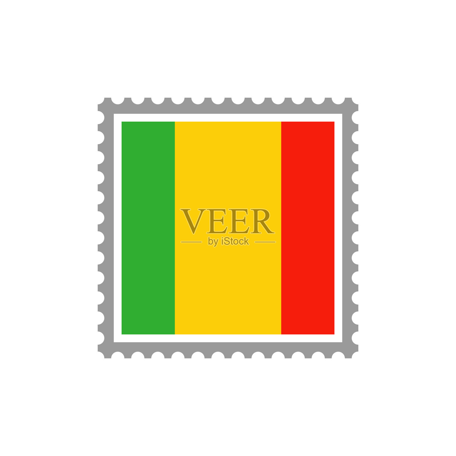 马里-国旗邮票平面图标。插画图片素材