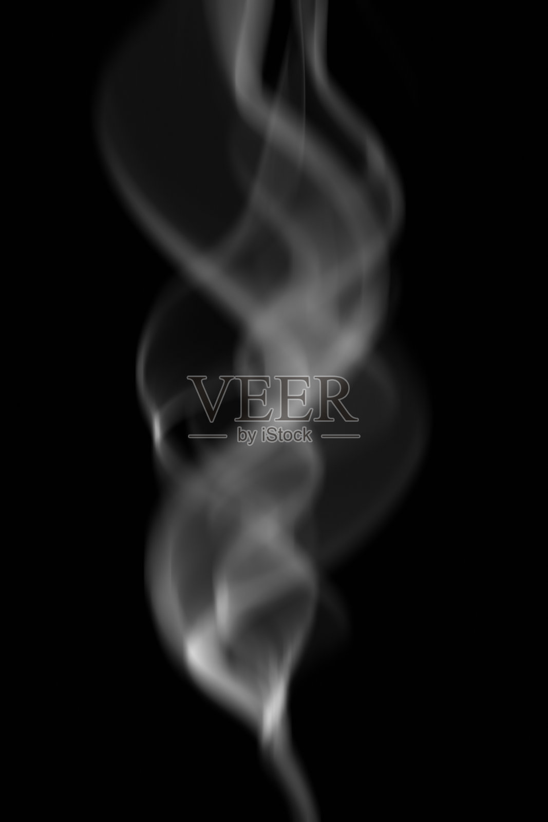 在深夜宁静的环境中,袅袅升起的缕缕烟雾优雅地映衬着黑暗的背景。插画图片素材