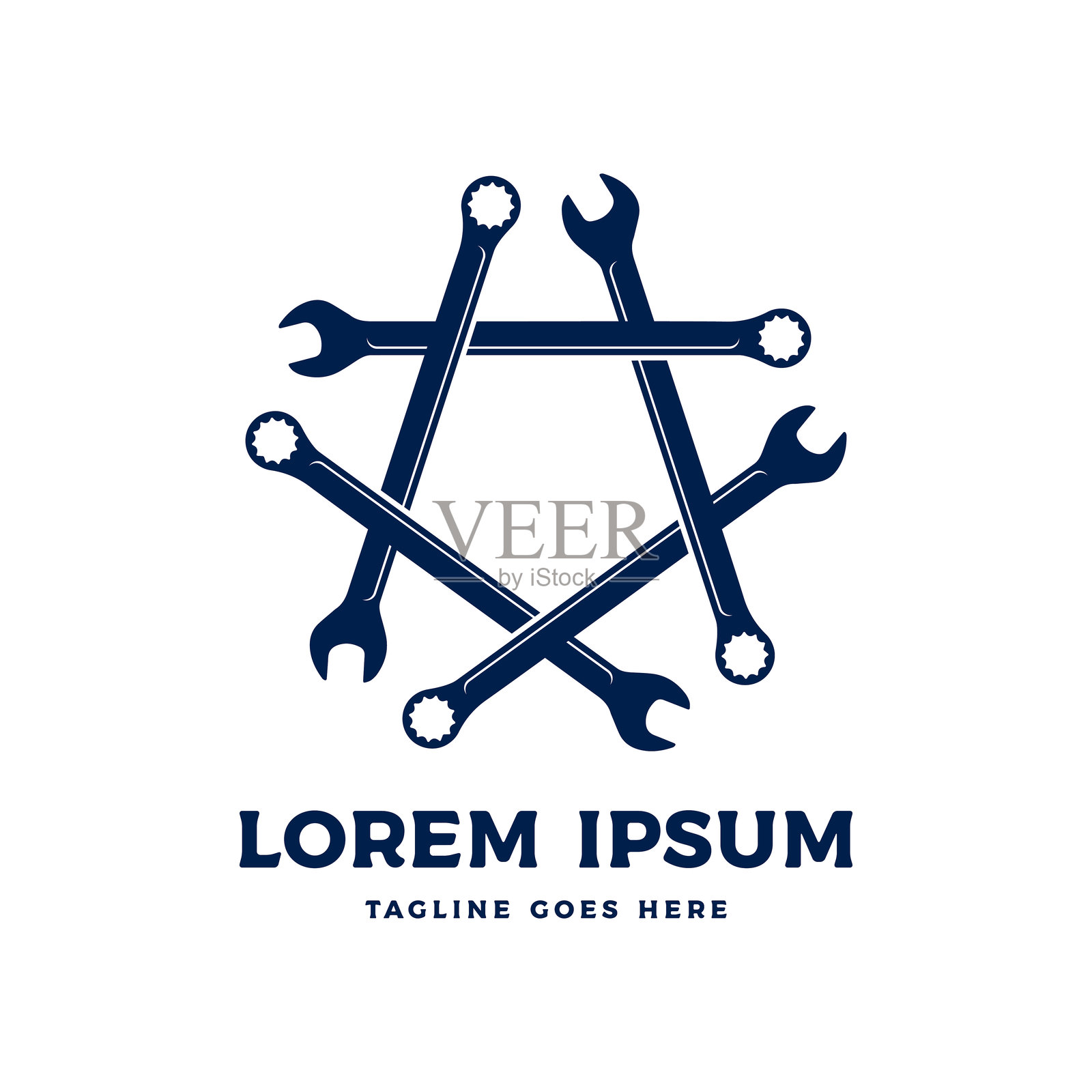 复古扳手扳手星汽车车库自定义车间图标插图设计插画图片素材