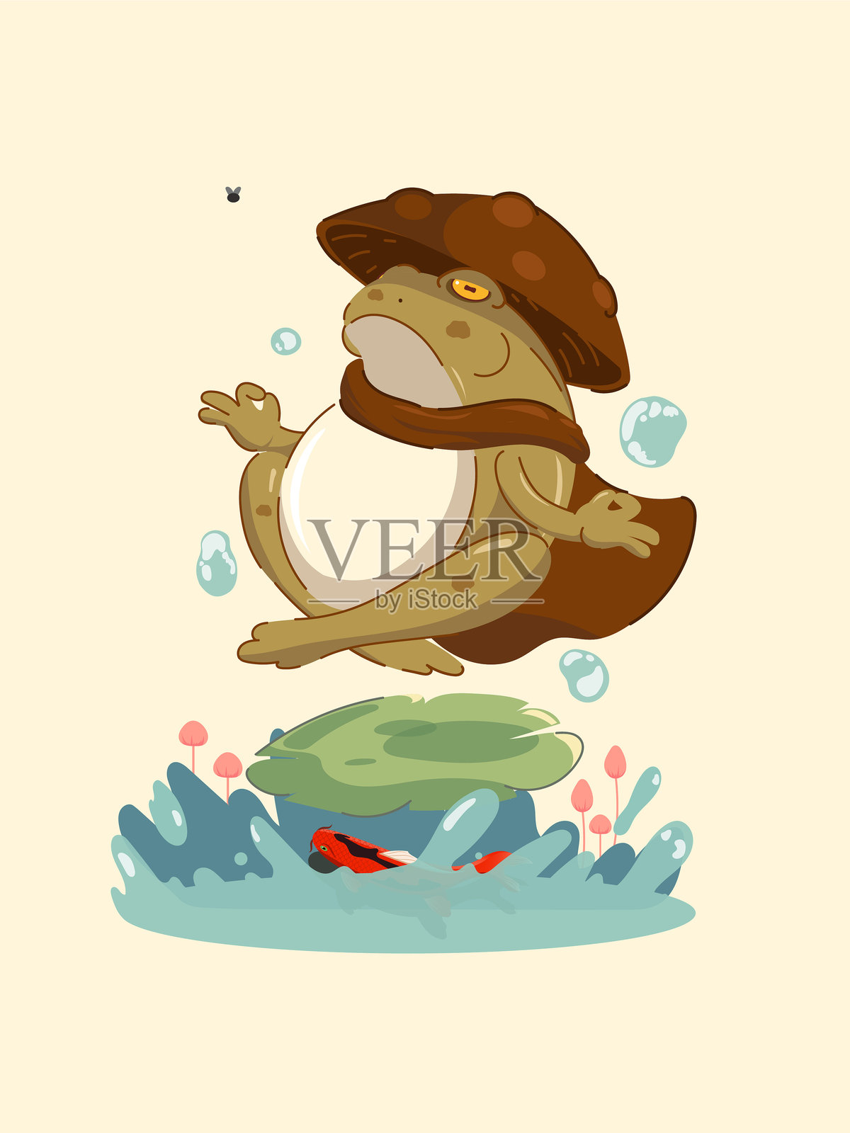 浮动的青蛙插画图片素材