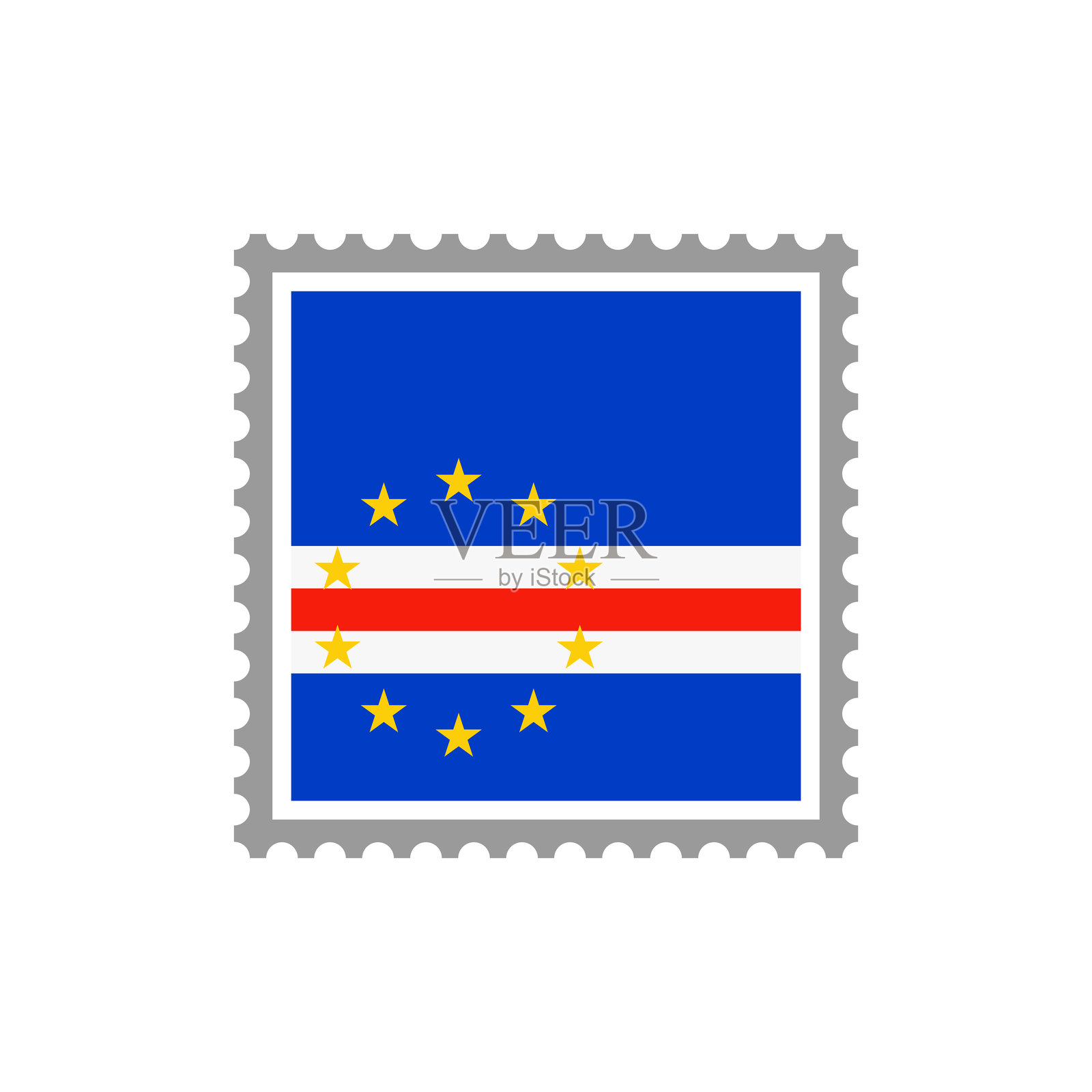 佛得角-国旗邮票平面图标。插画图片素材