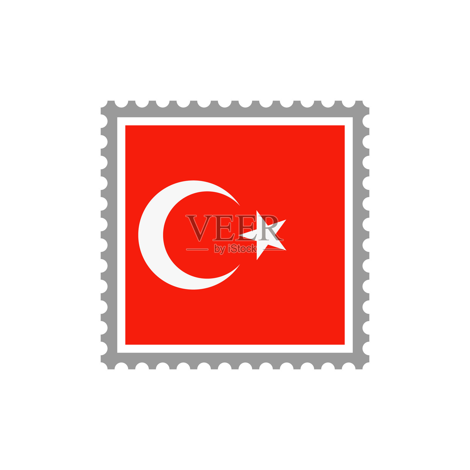 土耳其-国旗邮票扁平图标。插画图片素材