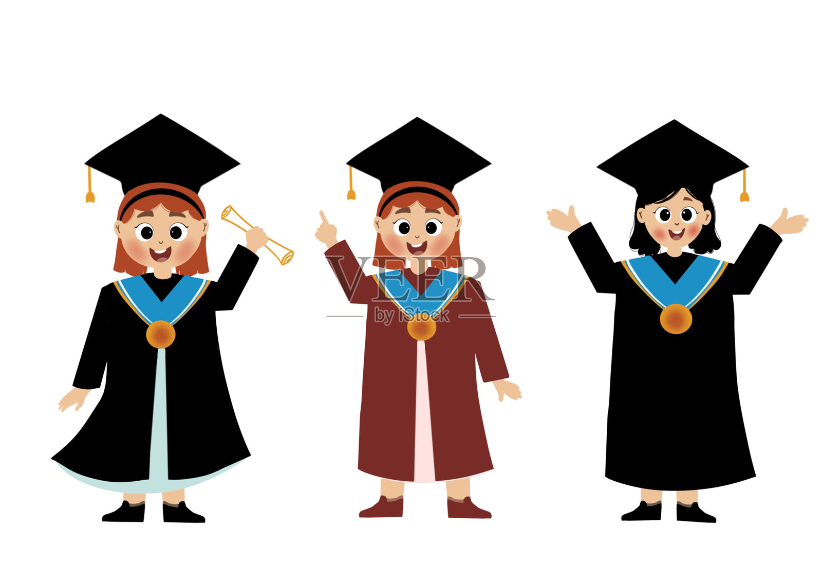 毕业日矢量束插画图片素材