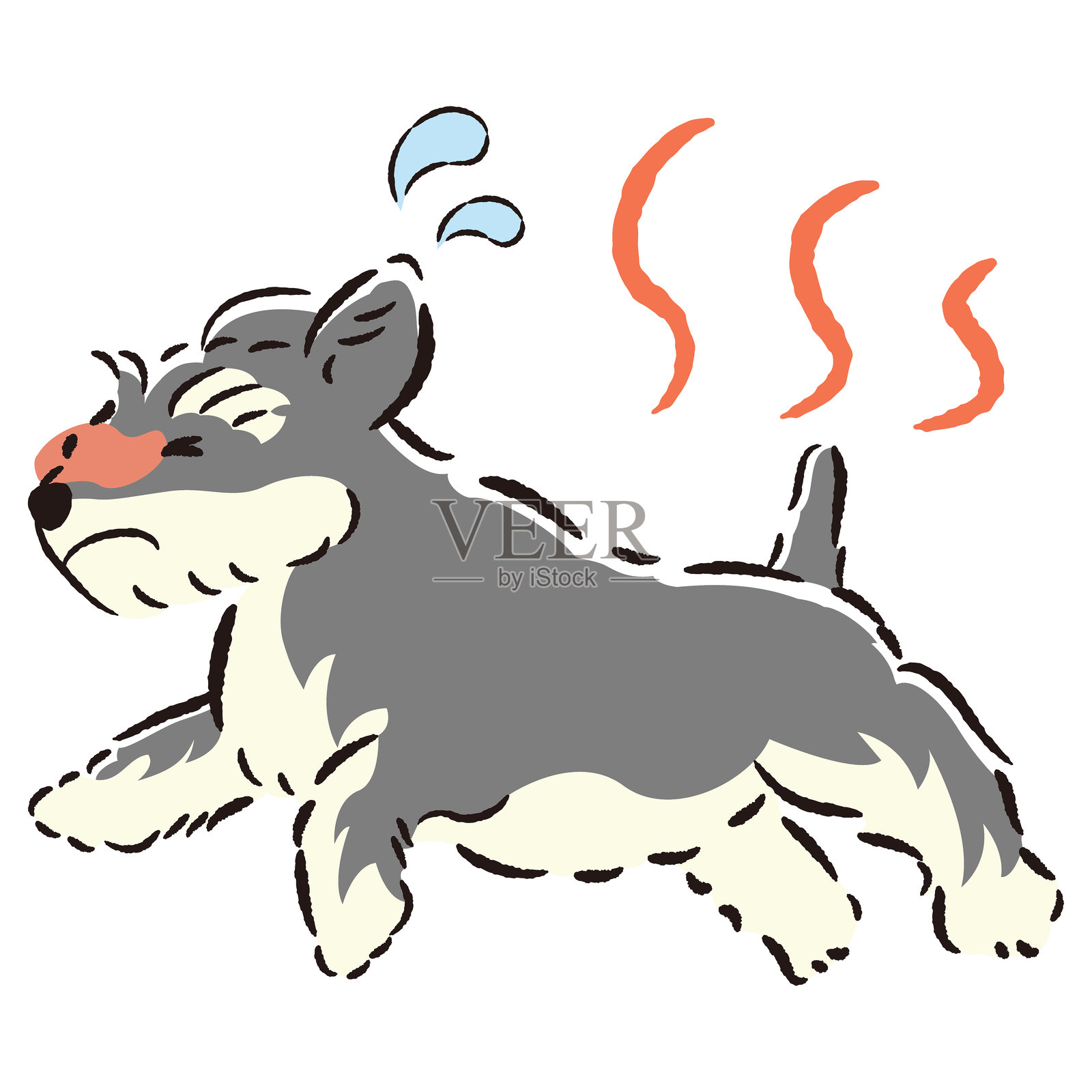 一只狗的插图,表情又热又烦恼插画图片素材