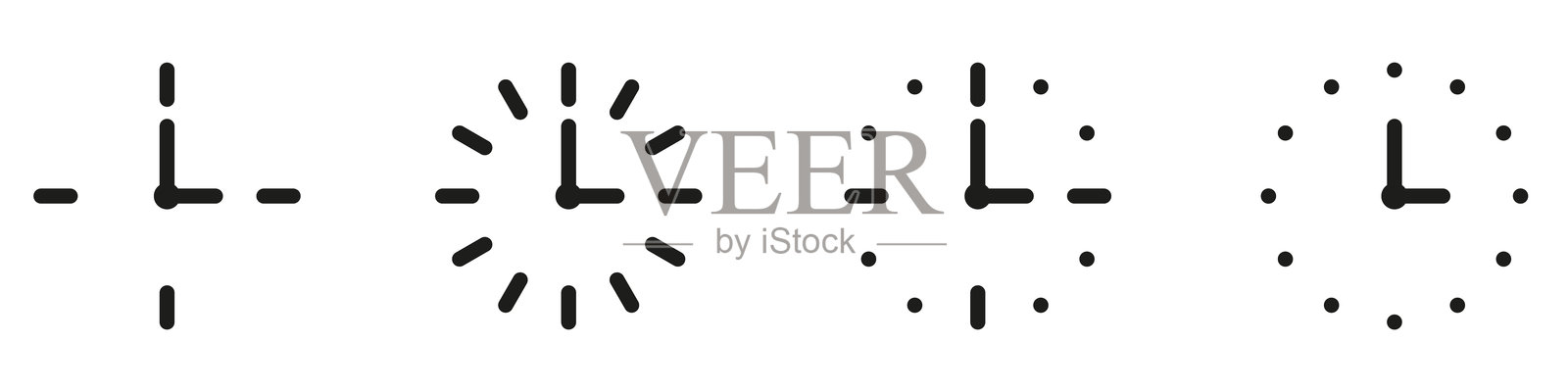 时间图标设置在平面样式。计时器,闹钟,时间表,沙漏,时钟图标。秒表的象征。Web图标集。插画图片素材