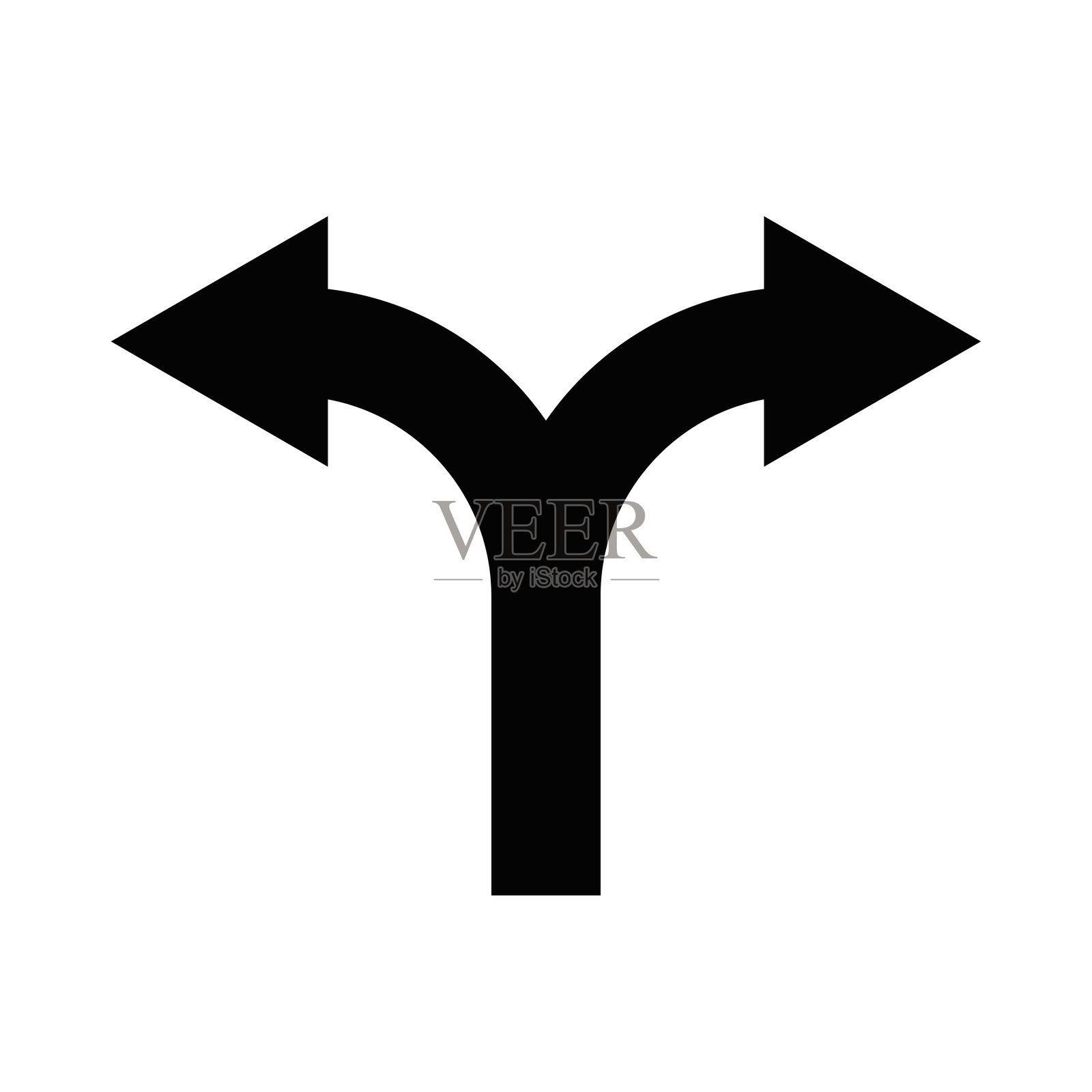 矢量插图的双向箭头图标。非常适合表示方向、决策和导航概念。可编辑的中风。插画图片素材