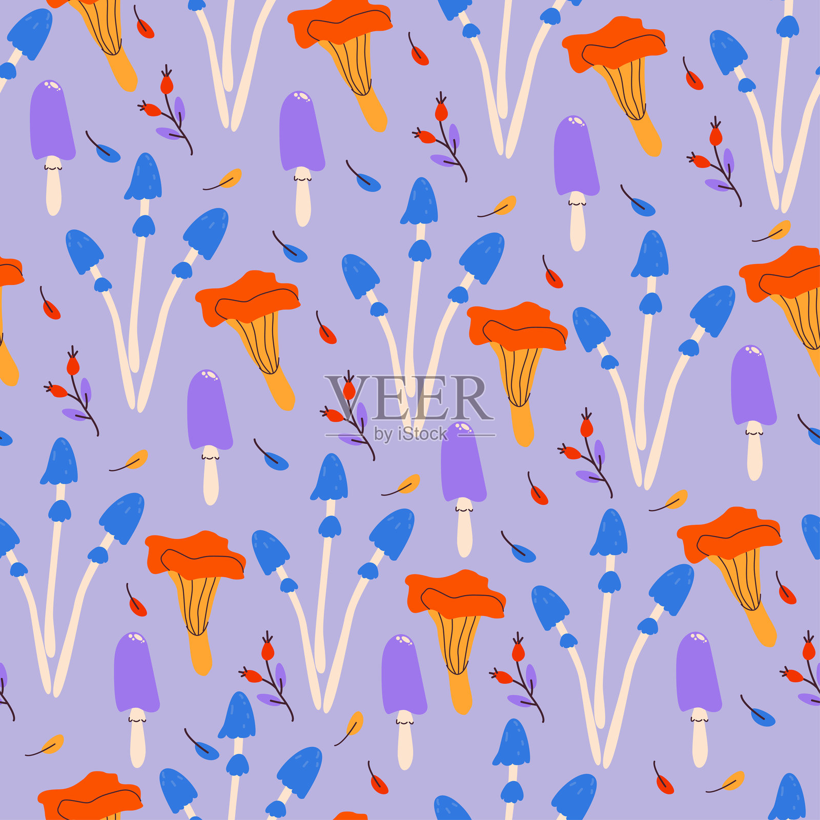 无缝蘑菇图案。可爱的蘑菇插图的简单模式。布料、墙纸、横幅的创意。插画图片素材